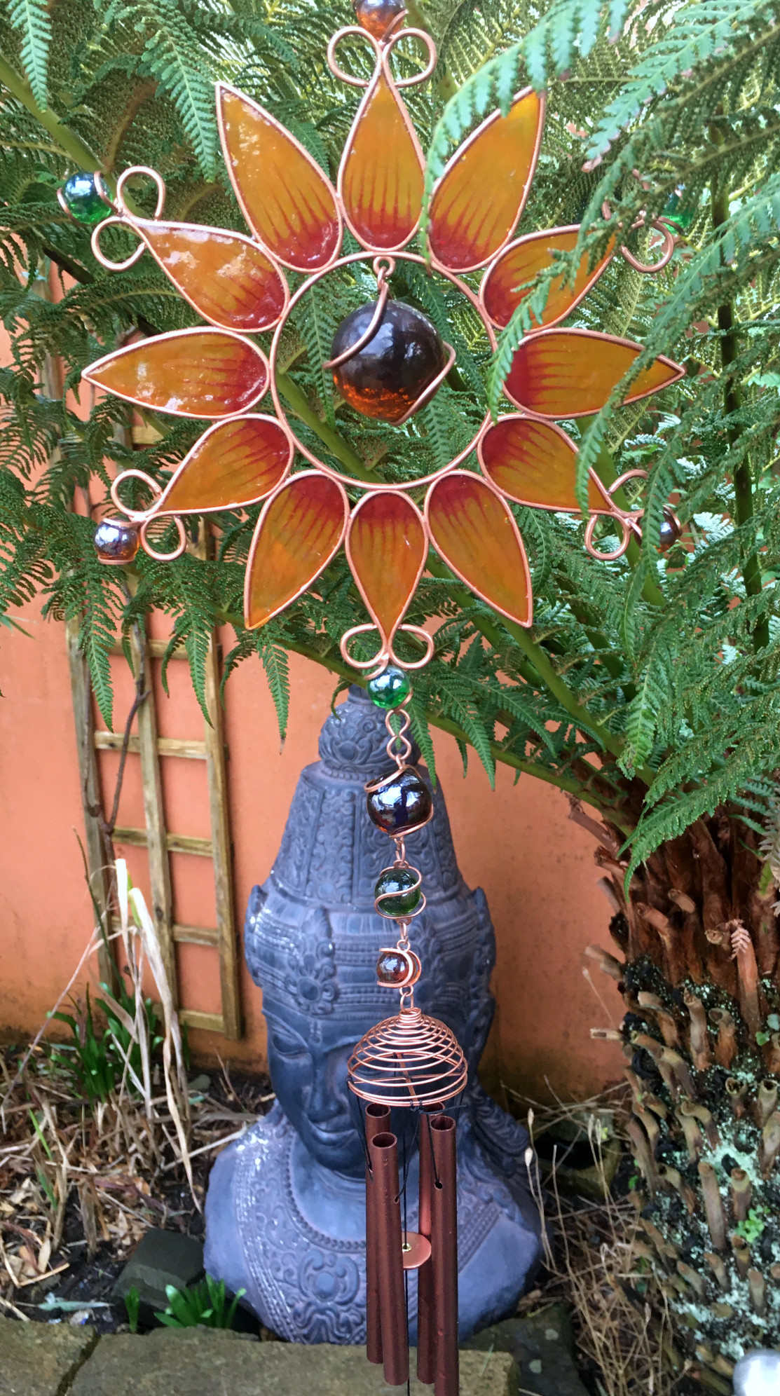 Large Metal & Glass Hanging Sun Catcher / Wind Chime Home Garden Decorations - Picture 14 of 94