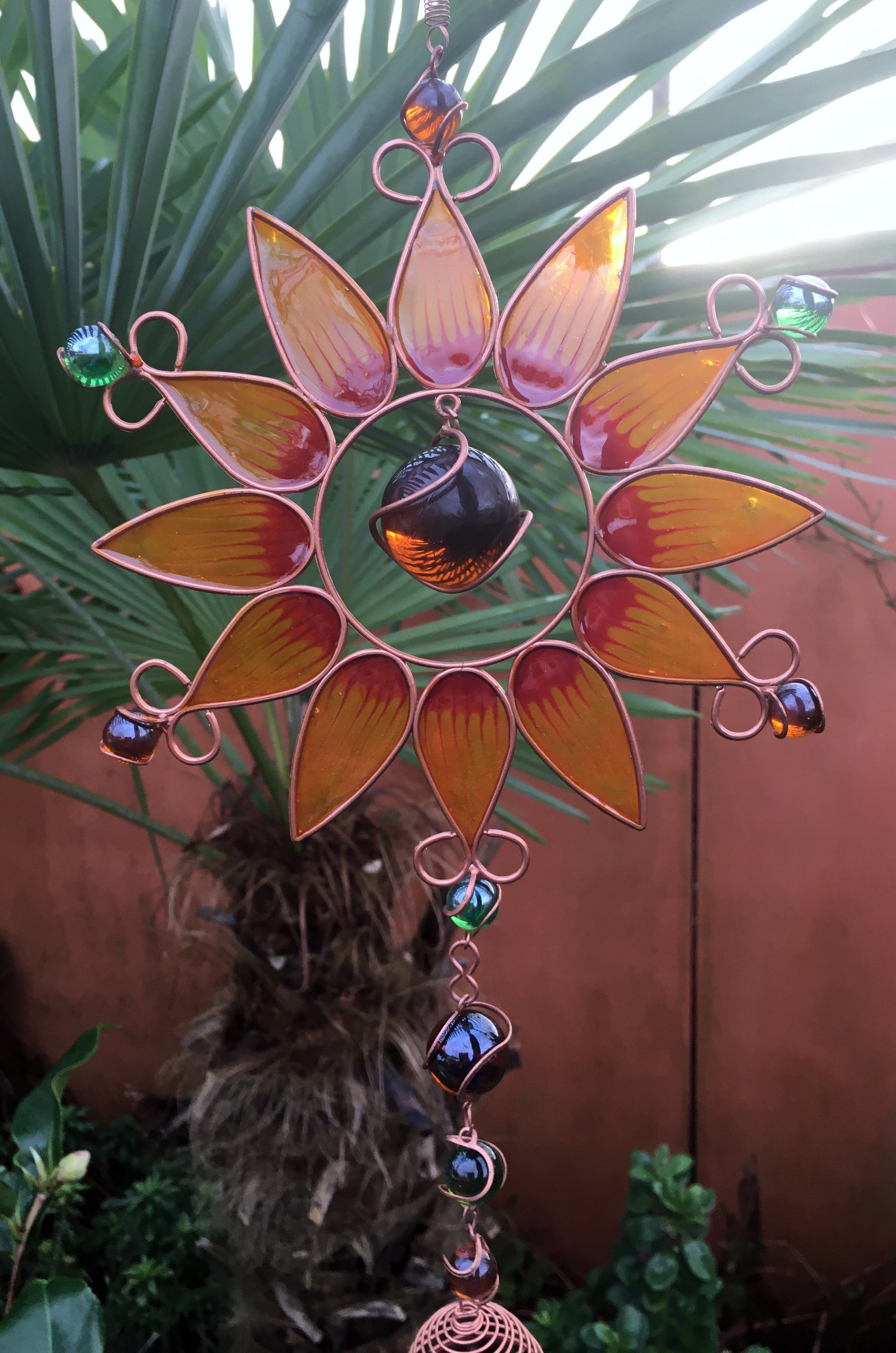 Large Metal & Glass Hanging Sun Catcher / Wind Chime Home Garden Decorations - Picture 12 of 94