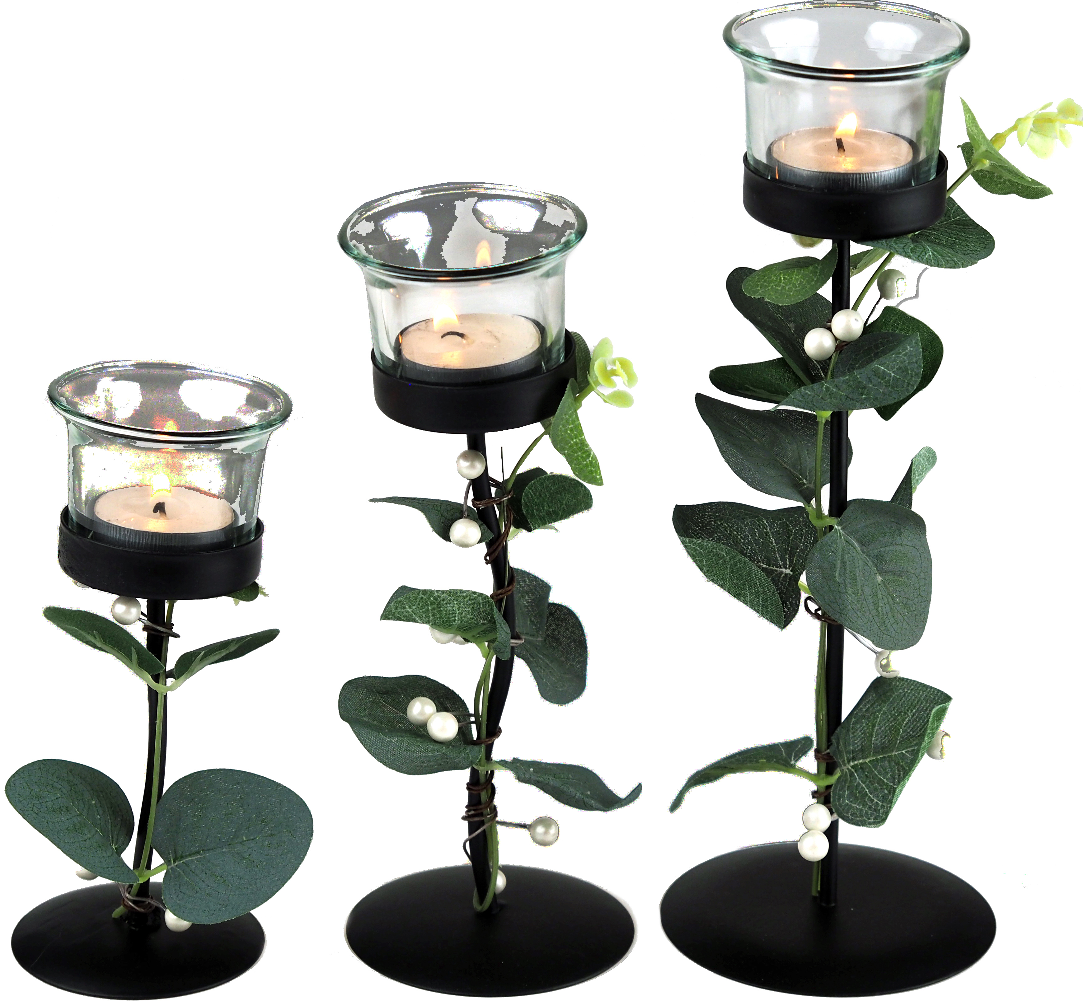 Mantle Piece Mistletoe Christmas Candle Holders (Set of 3)