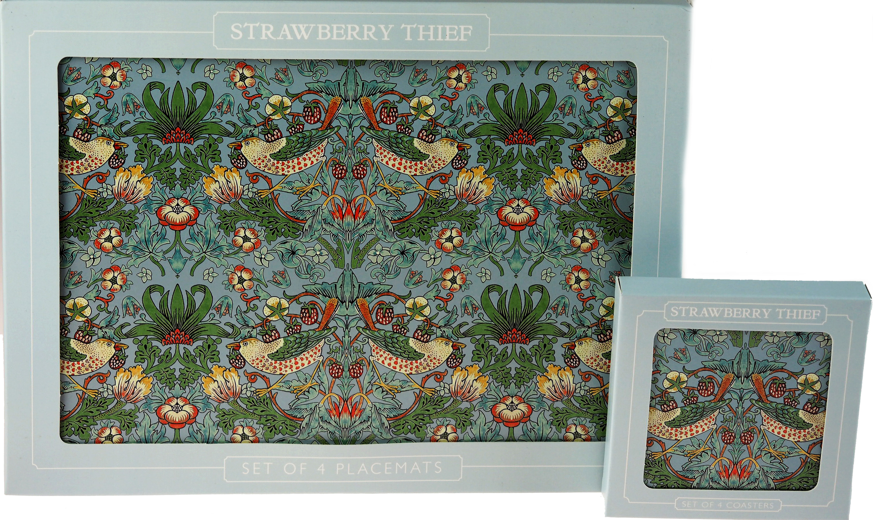 William Morris Blue Strawberry Thief Table Mats Set Of 4 With Matching Coasters