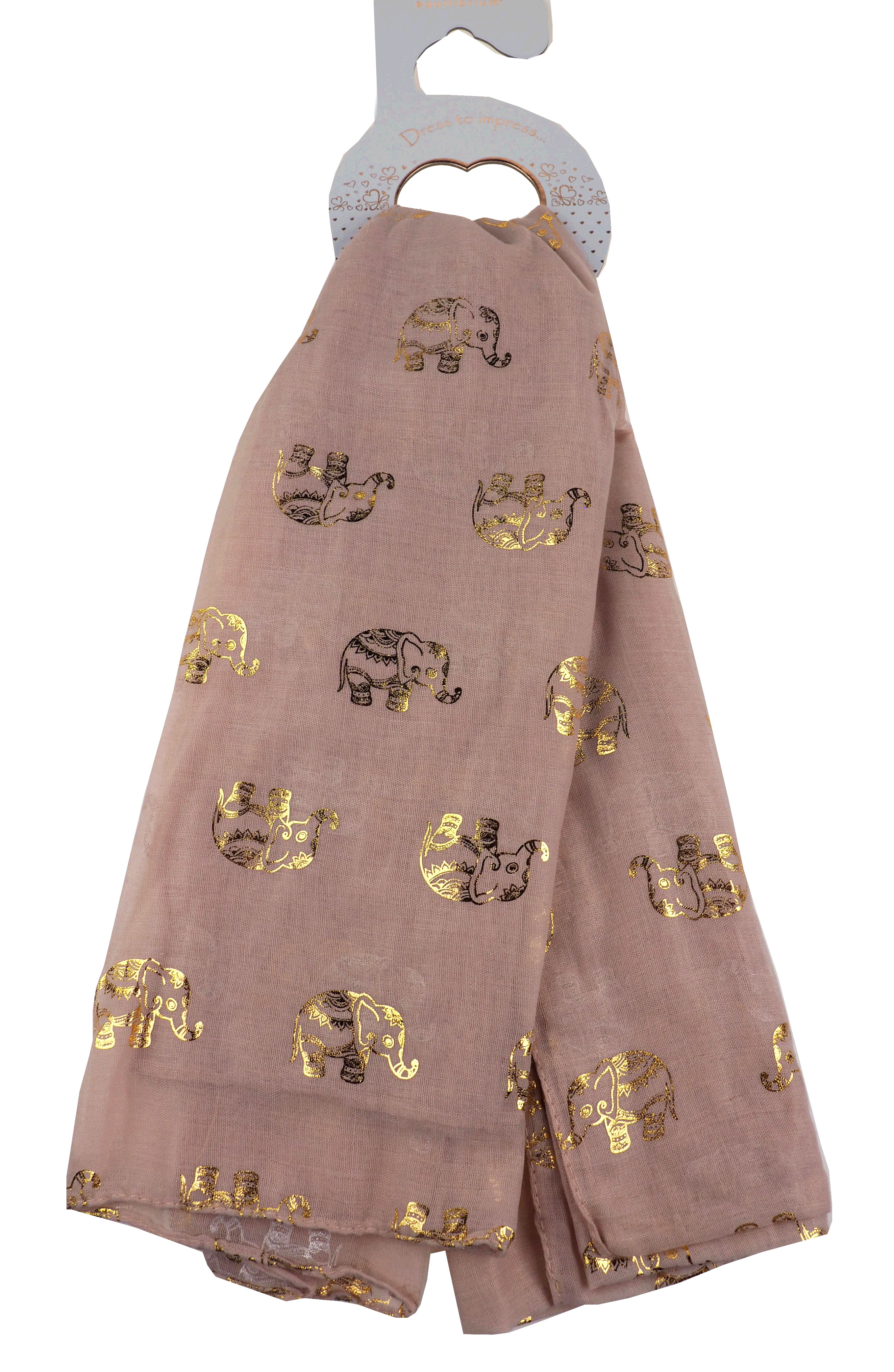 Fuschia Pink Elephant Metallic Scarf Wraps Shawls Scarves For Ladies Women