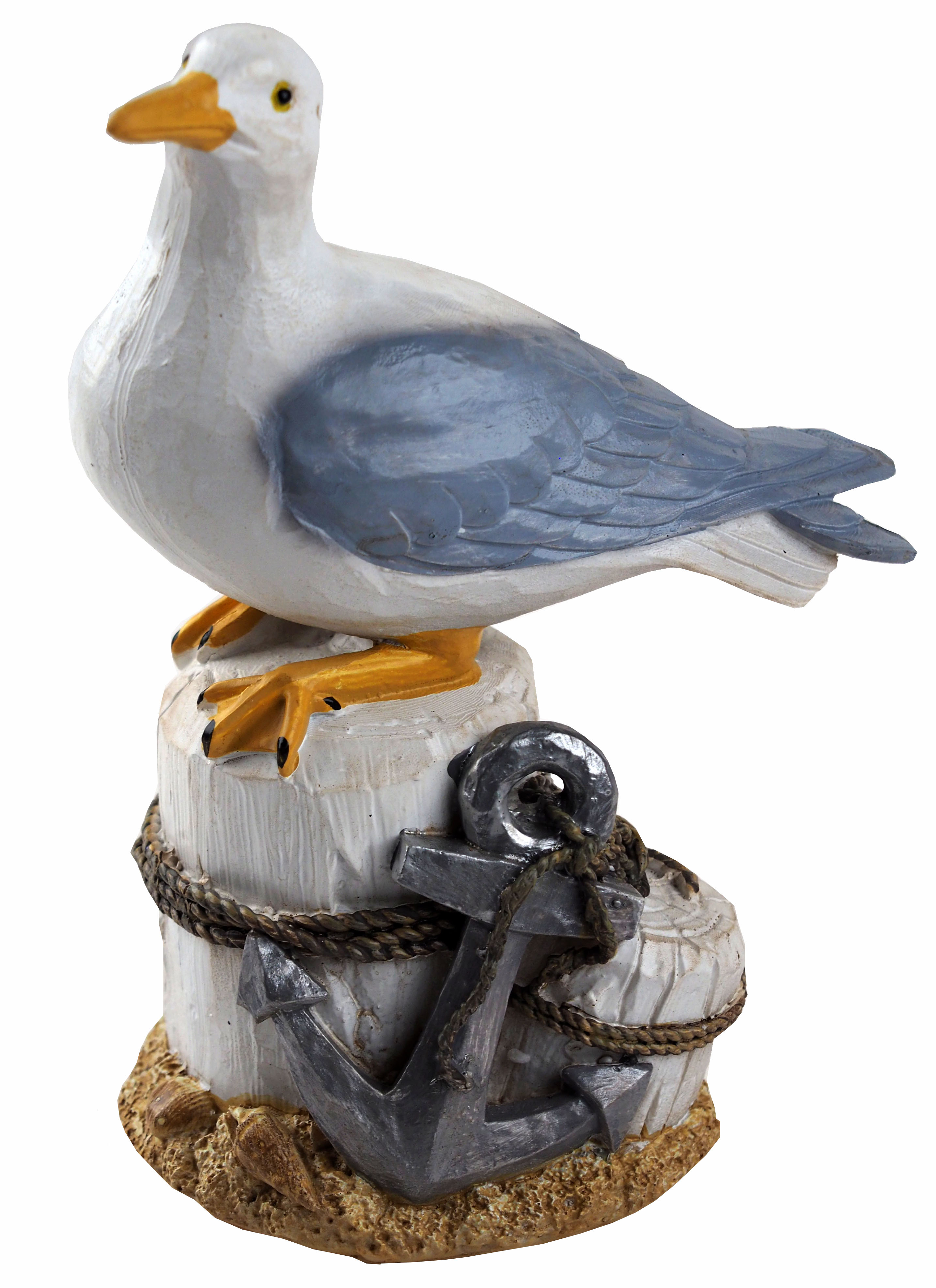 Seagull With Anchor On Post 20cm Figurine Nautical Ornament