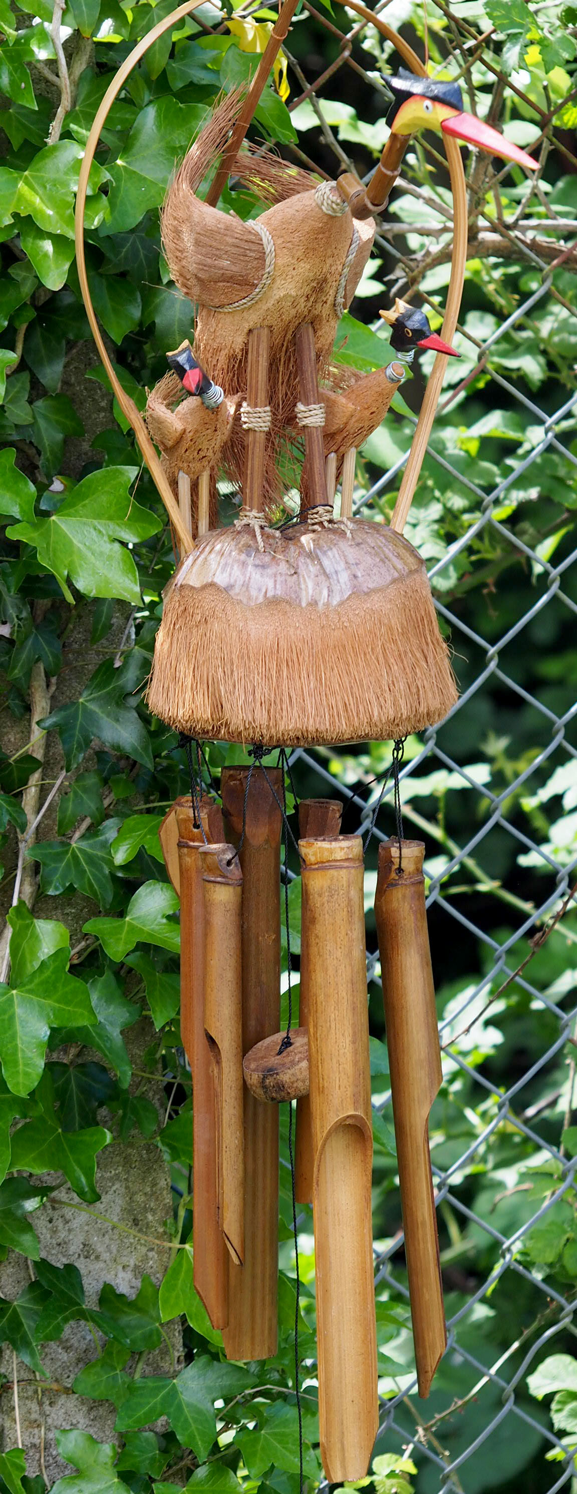 Large Animal Bamboo & Coconut Wind Chimes - Dragon, Birds, Owls | eBay