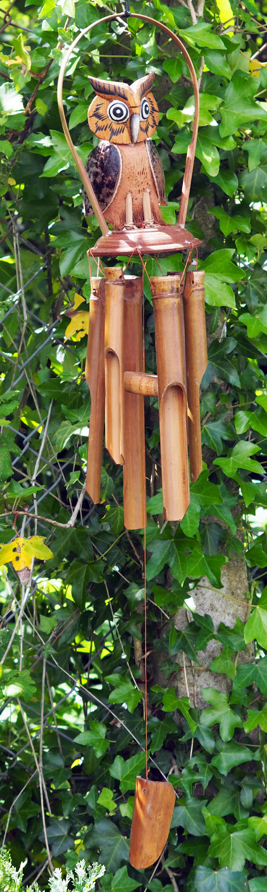 Large Wind Chime Owl Dragon Duck Bird Coconut Bamboo Handmade Hanging Garden 