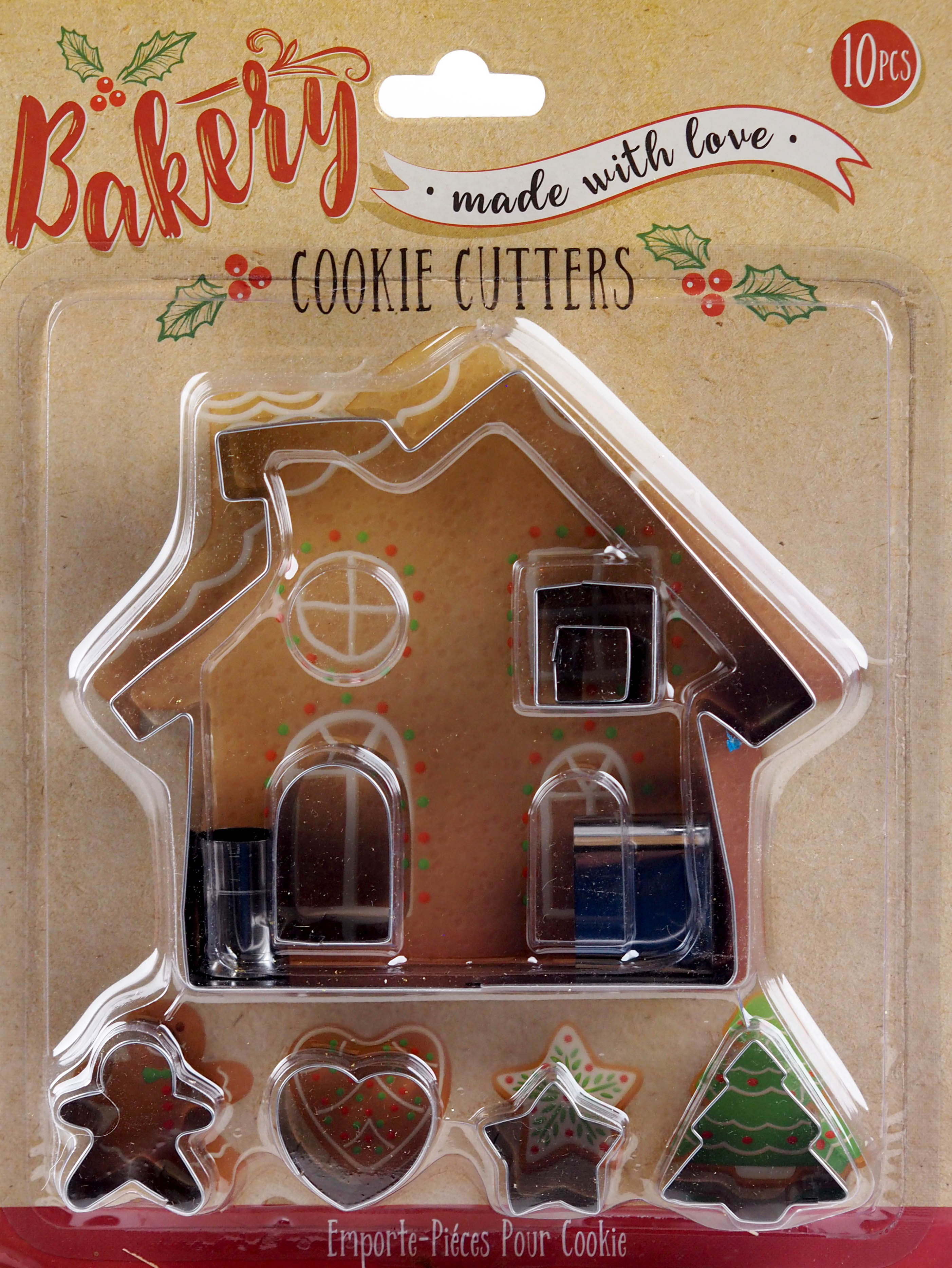 Christmas Cookie Cutters - 10 Piece GingerBread House Shapes