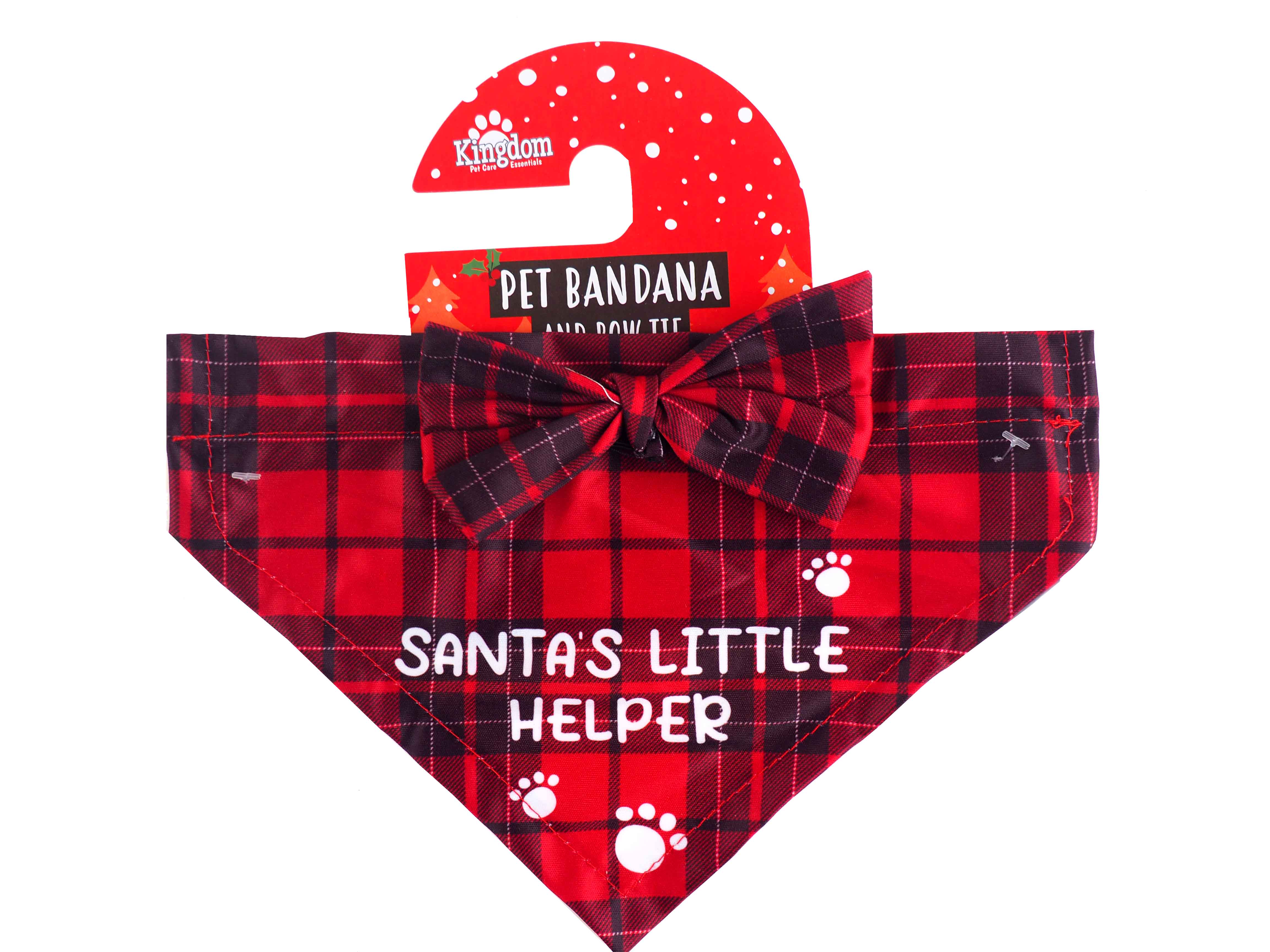 Christmas Tartan Dog Bandana & Bow Tie - Santa's Little Helper | eBay