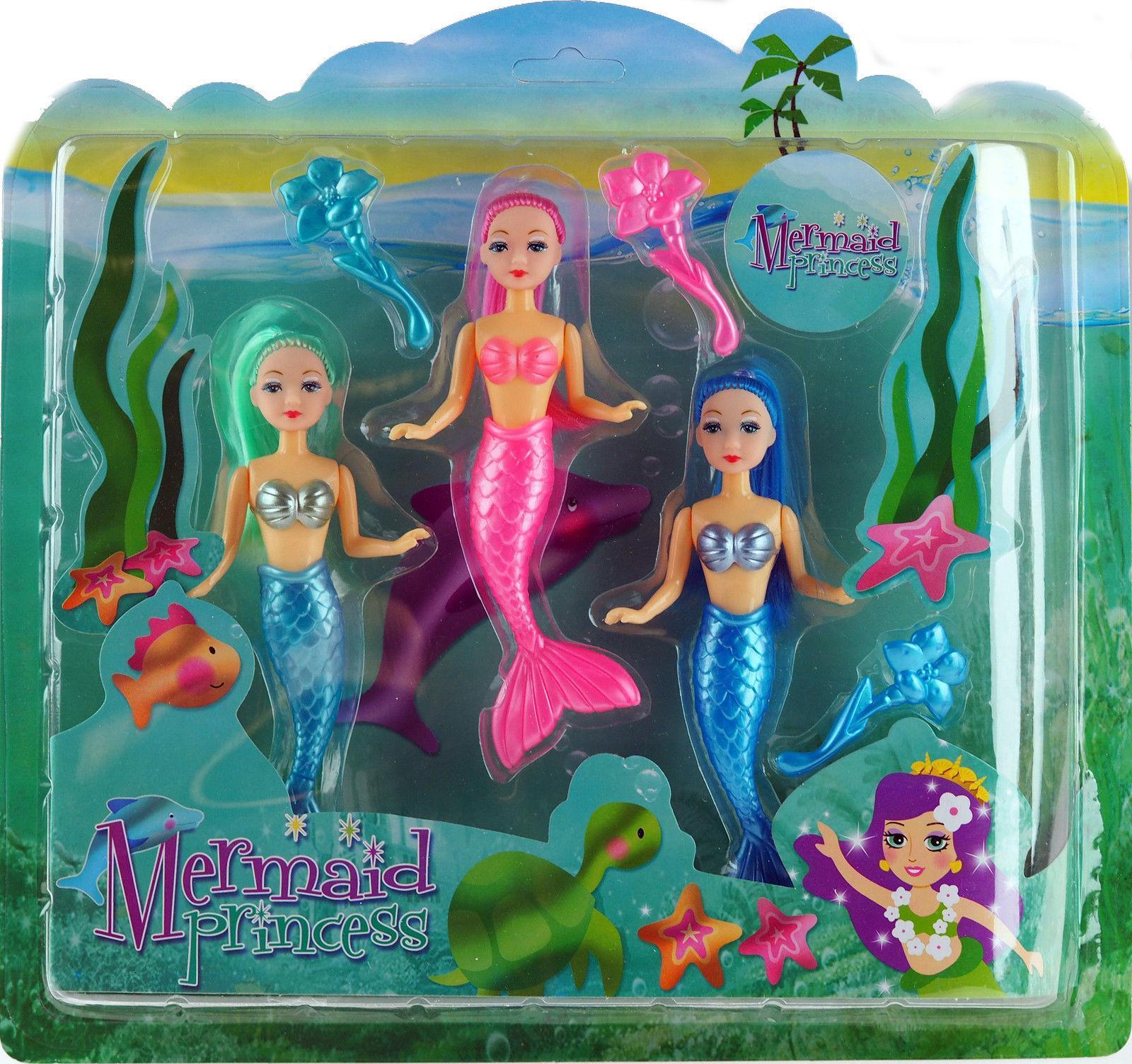 Set Of 3 Small Princess Mermaid Dolls - Girls Toy Gift | eBay