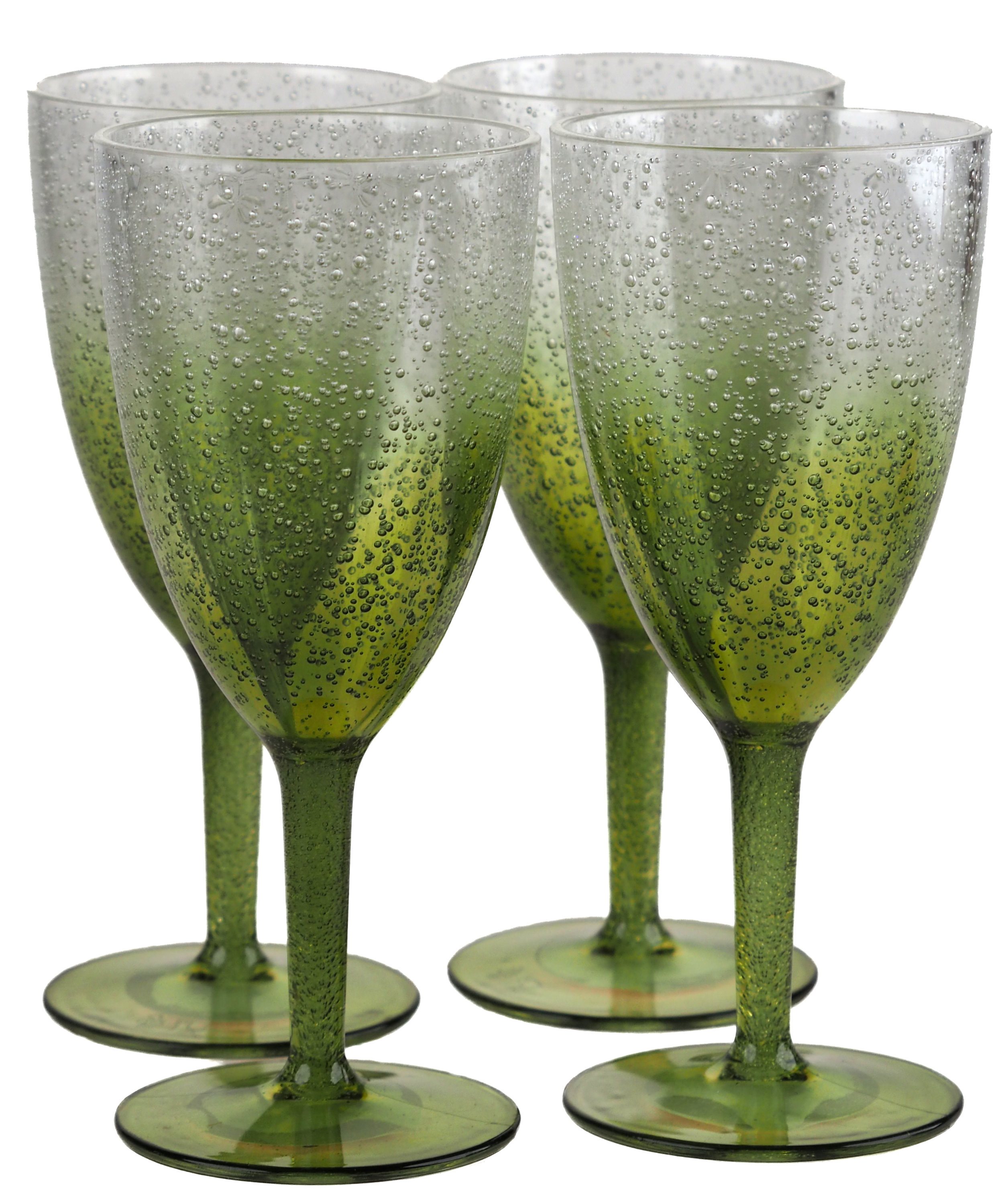 Plastic reusable Party Design Wine Glasses - Summer Green - Set of 4