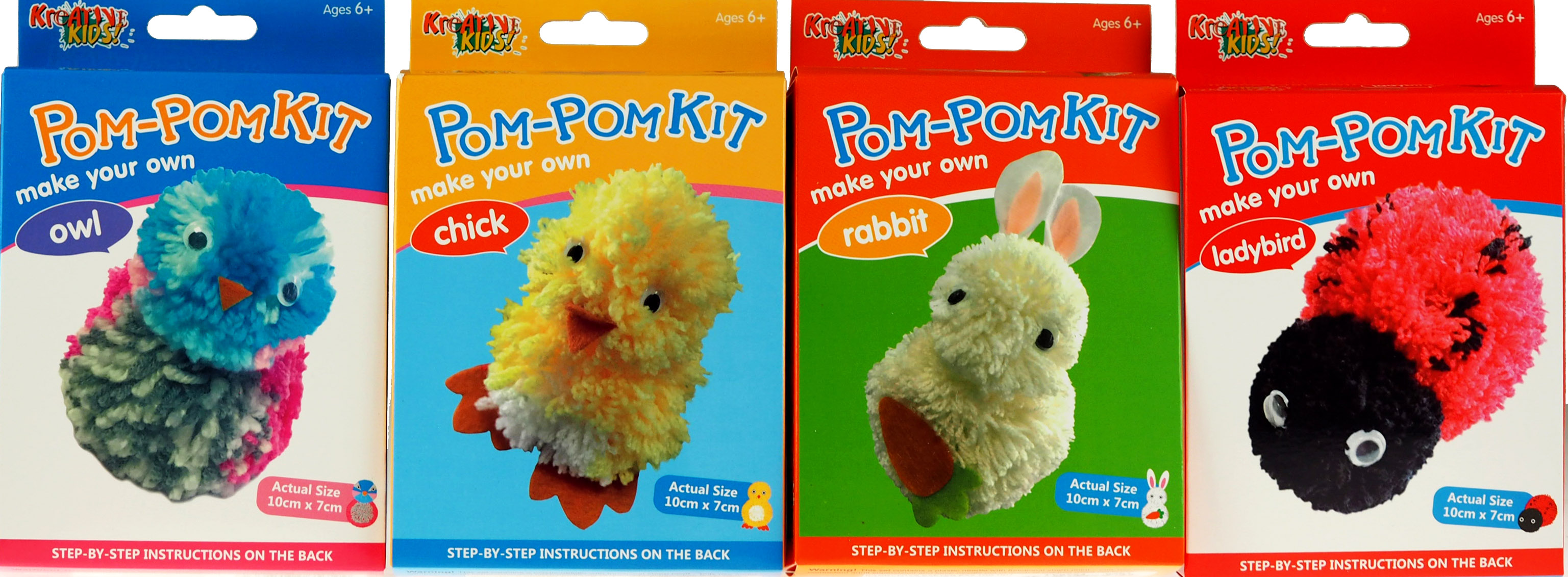 Set Of 4 Make Your Own Pom Pom Animals Craft Kits Ebay