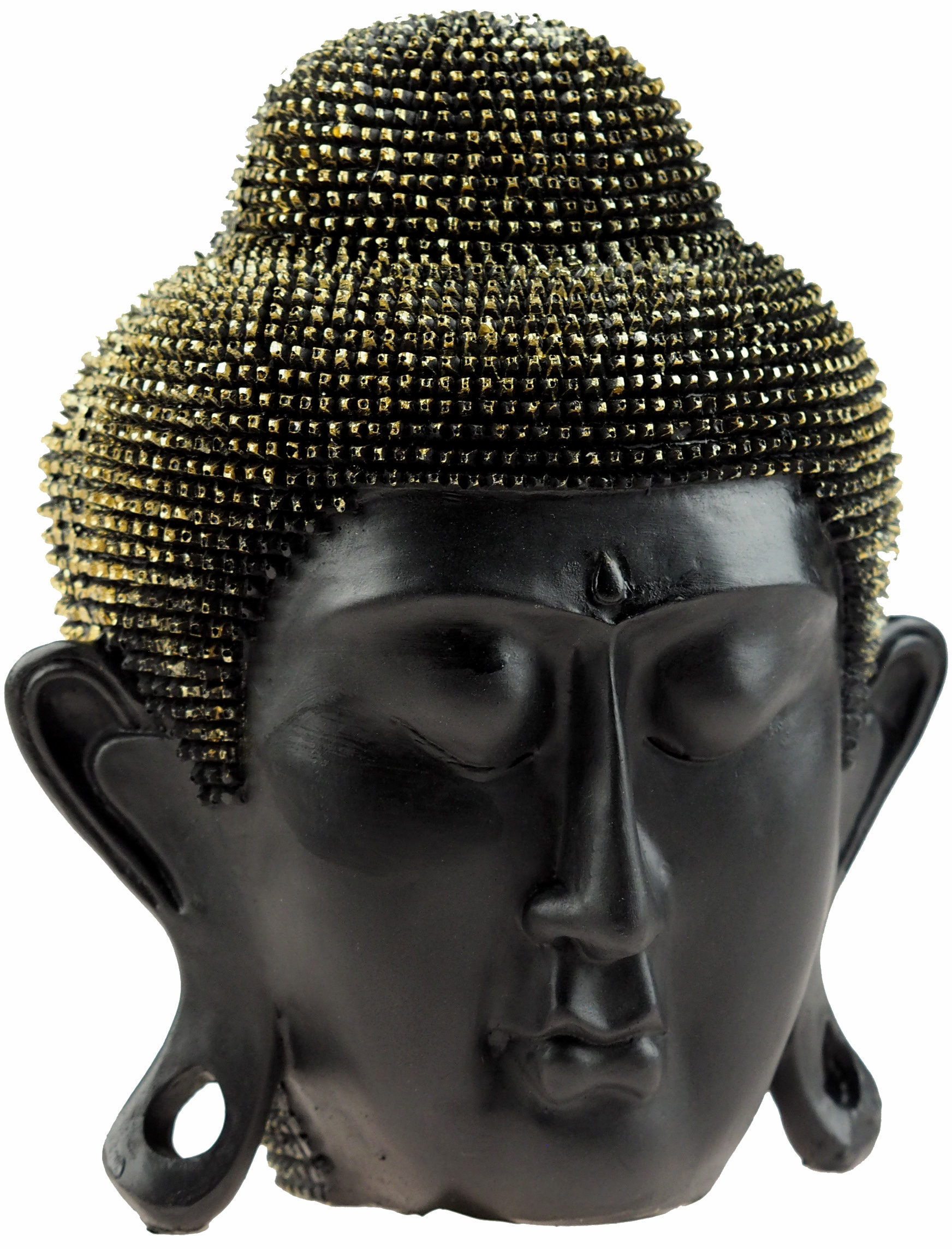 17cm Black Gold Thai Buddha Head Ornament