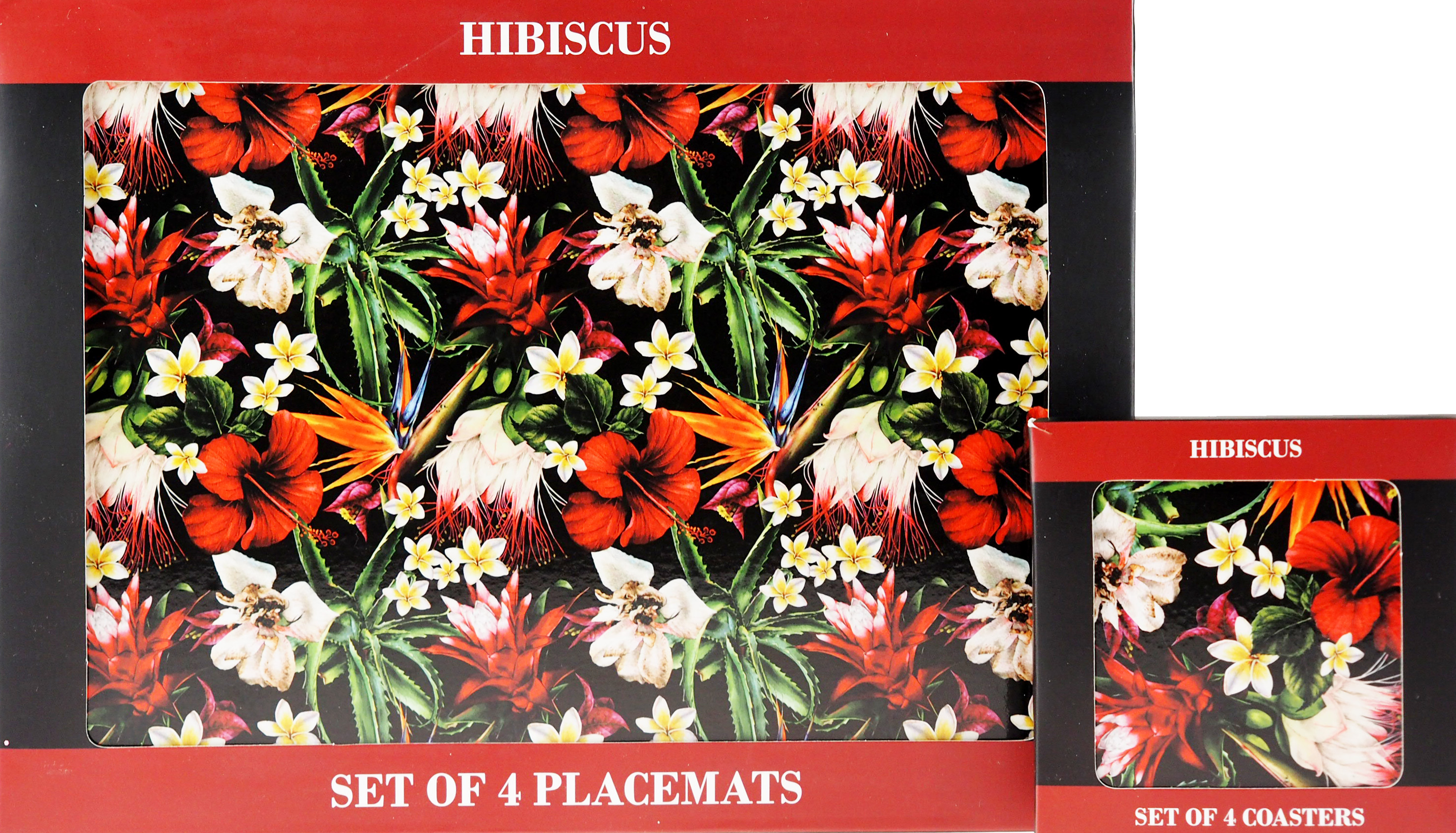 Set of 4 Hardback Placemats and 4 Matching Coasters Various Designs