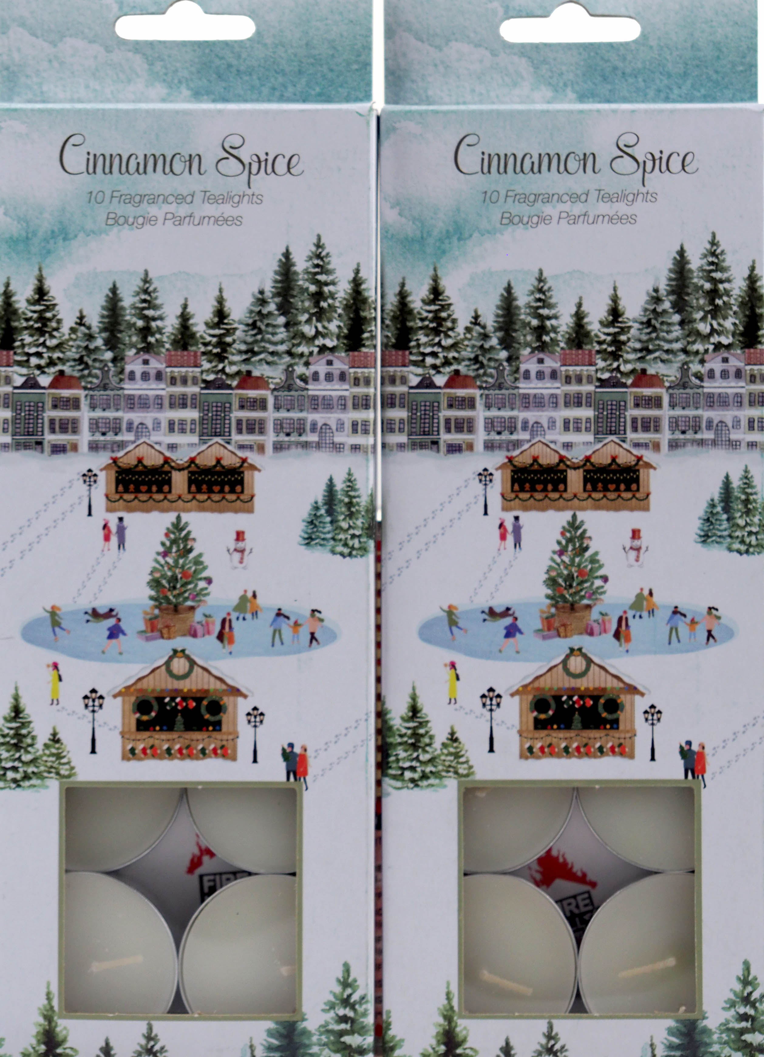 Alpine Scene Christmas Scented Tea light candles - Cinnamon Spice (Set of 20)