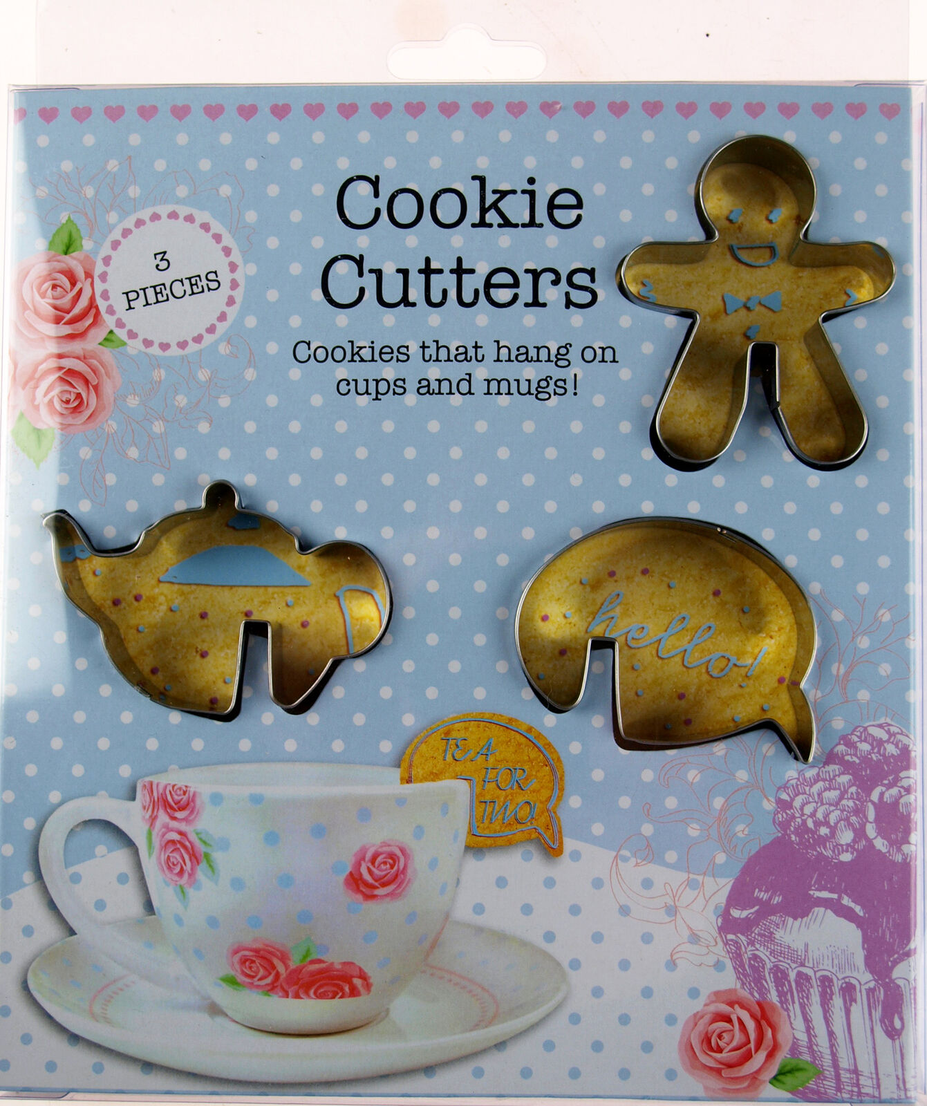 Steel Cookie Biscuit Cutters - Hangs on the side of your tea cup (Set of 3)