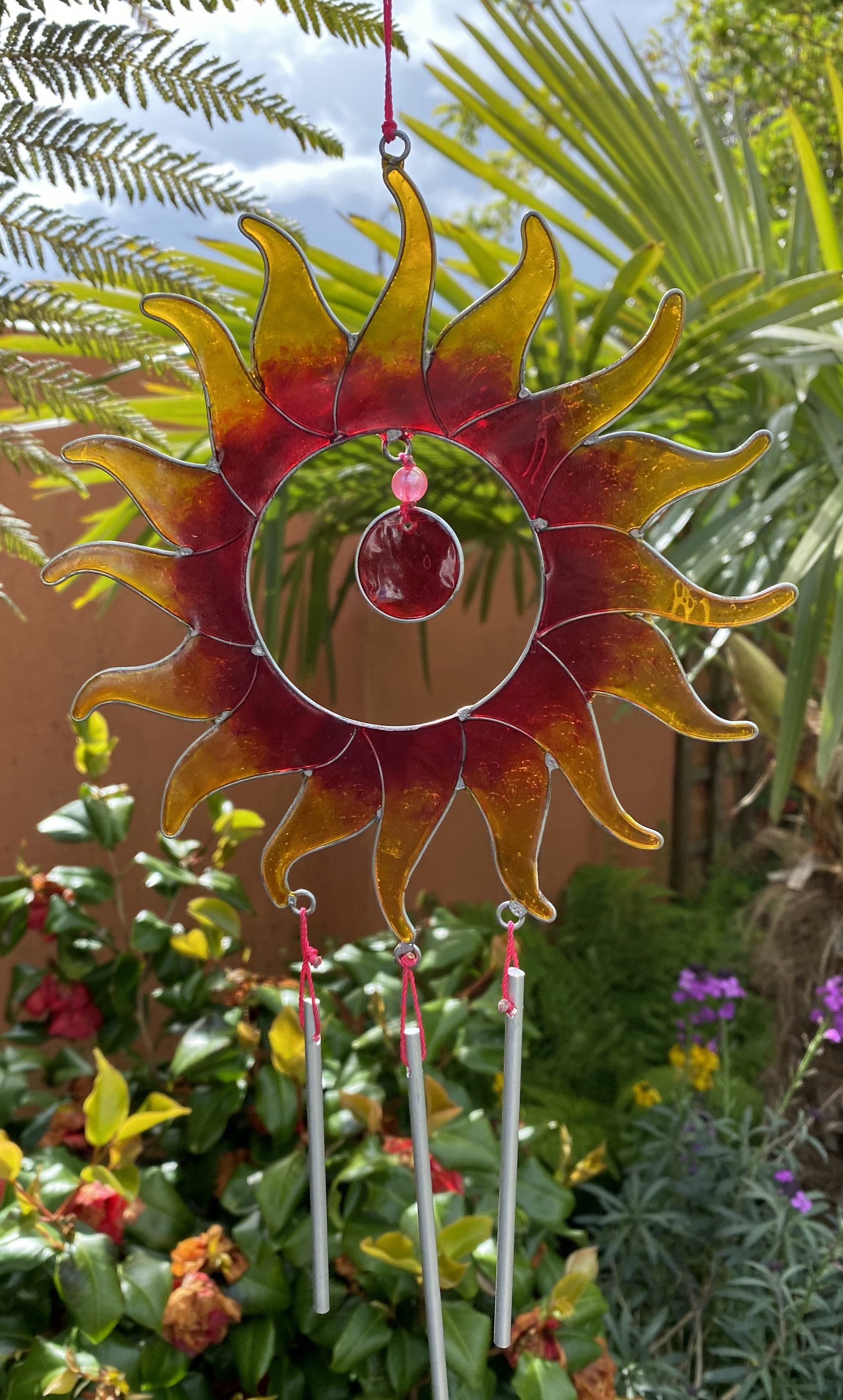 Large Metal & Glass Hanging Sun Catcher / Wind Chime Home Garden Decorations - Picture 31 of 94