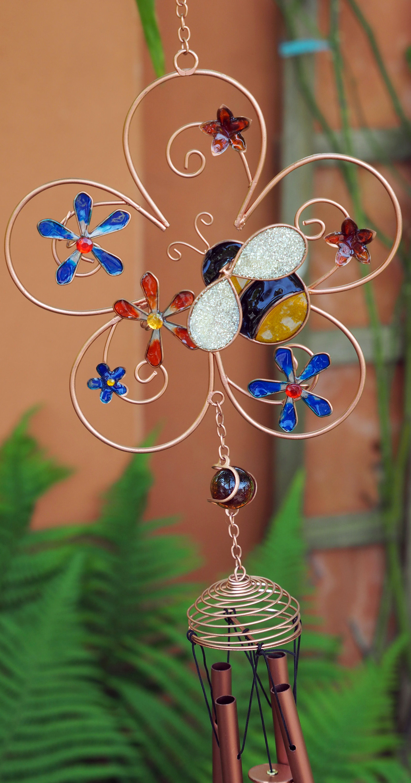 Large Metal & Glass Hanging Sun Catcher / Wind Chime Home Garden Decorations - Picture 78 of 94
