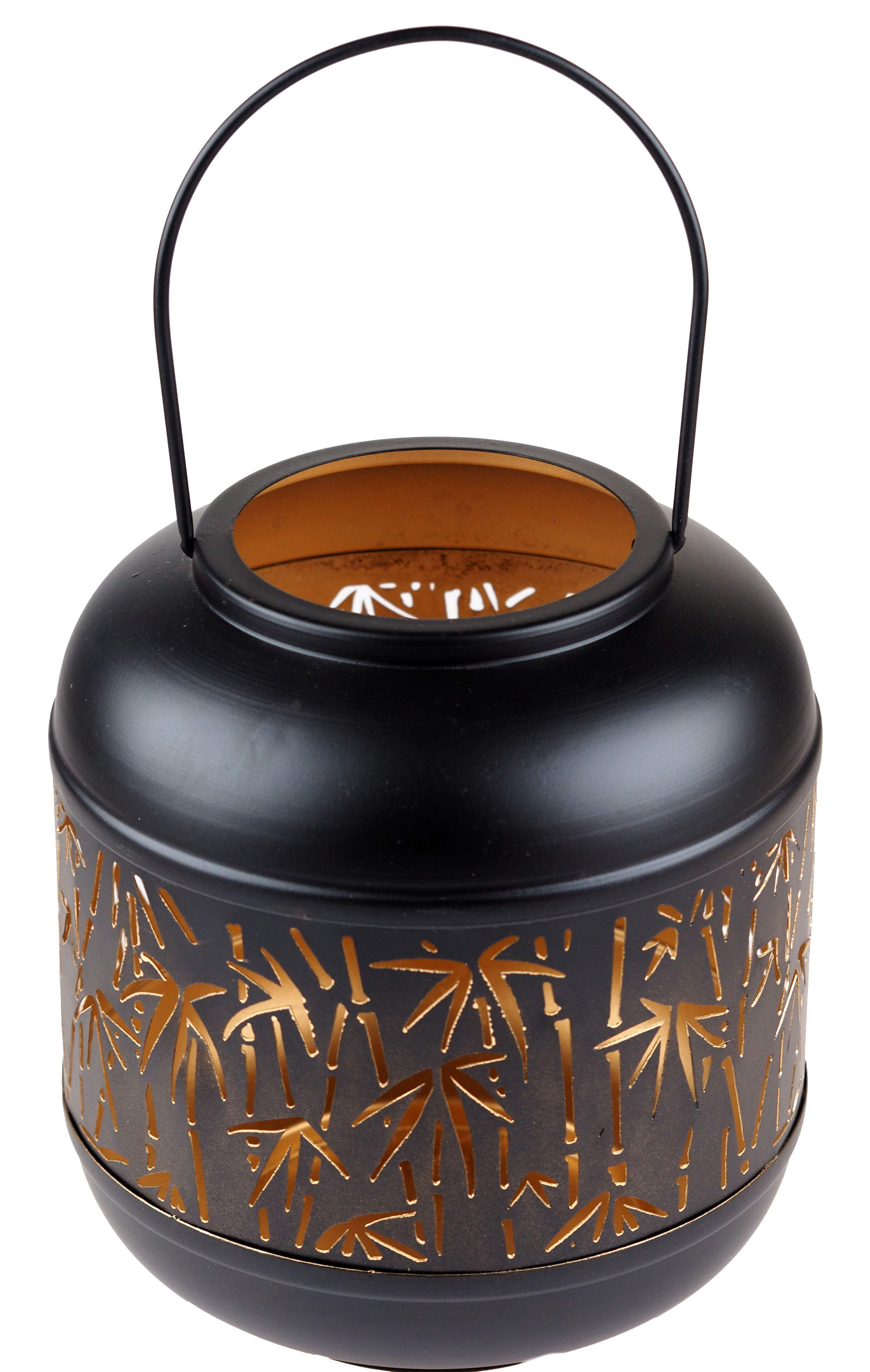 Extra Large 22cm Black Iron Chinese Leaf Silhouette Candle Holder Lantern