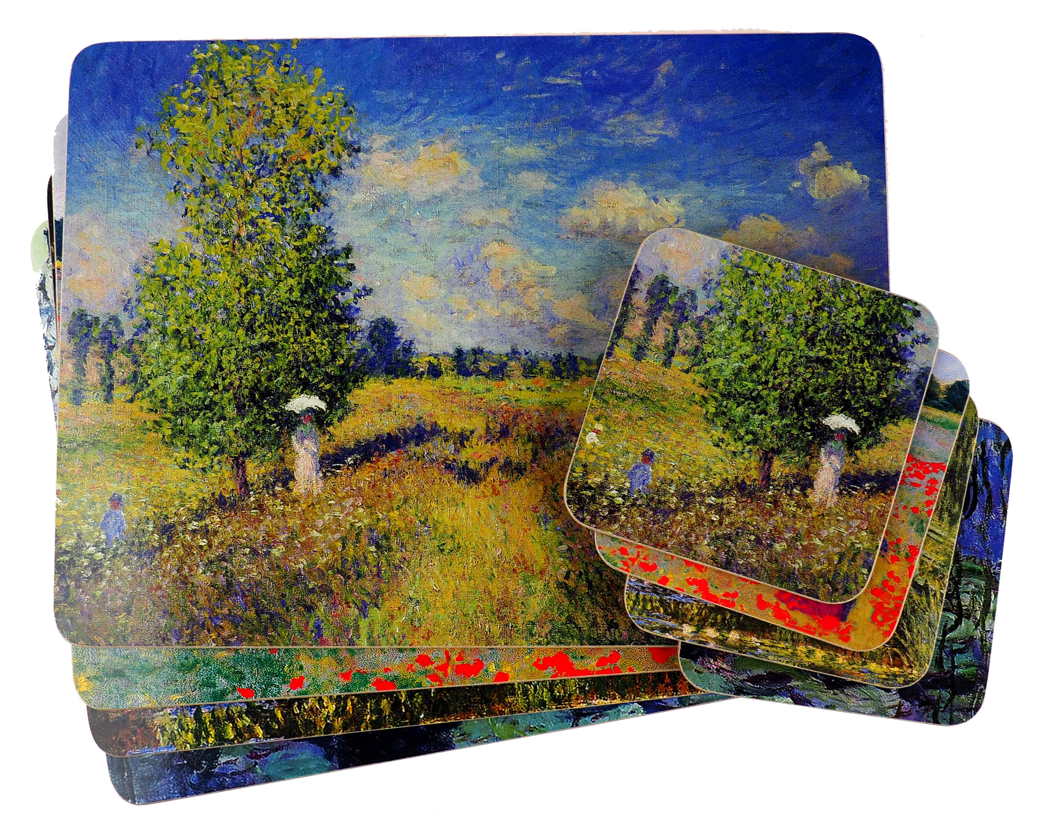 Hardback Placemats & Coasters - Monet Design - Set of 4