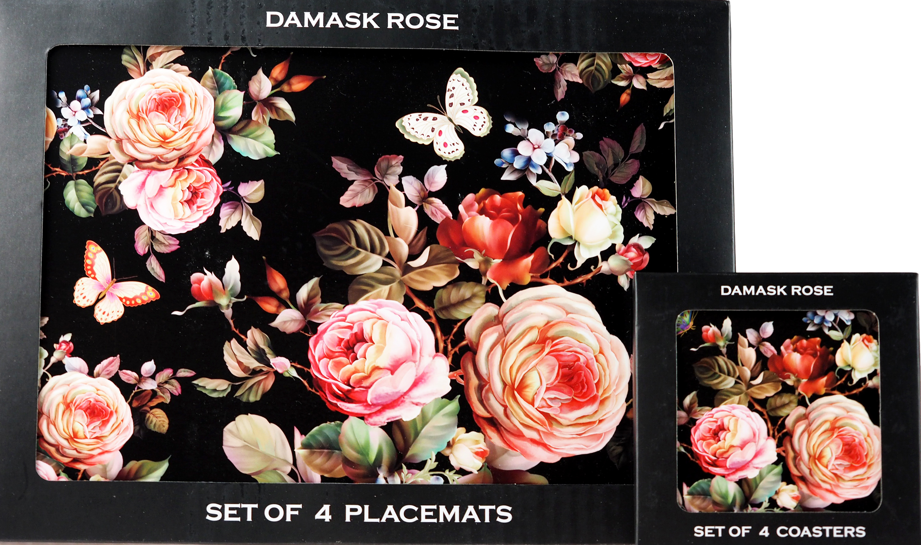 Set of 4 Hardback Placemats and 4 Matching Coasters Various Designs