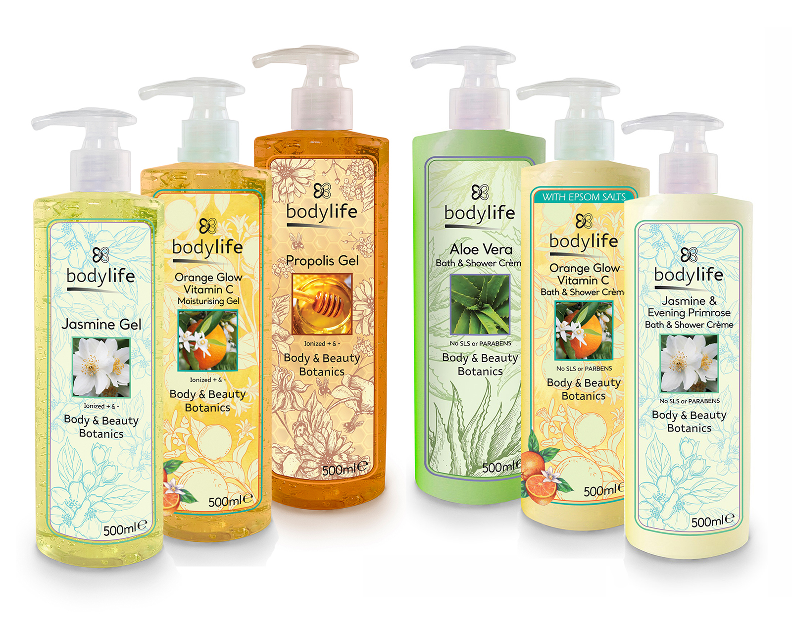 Bodylife Skincare Gel & Body Wash Aloe Vera, Jasmine, Vitamin C, Propolis 6 Pack