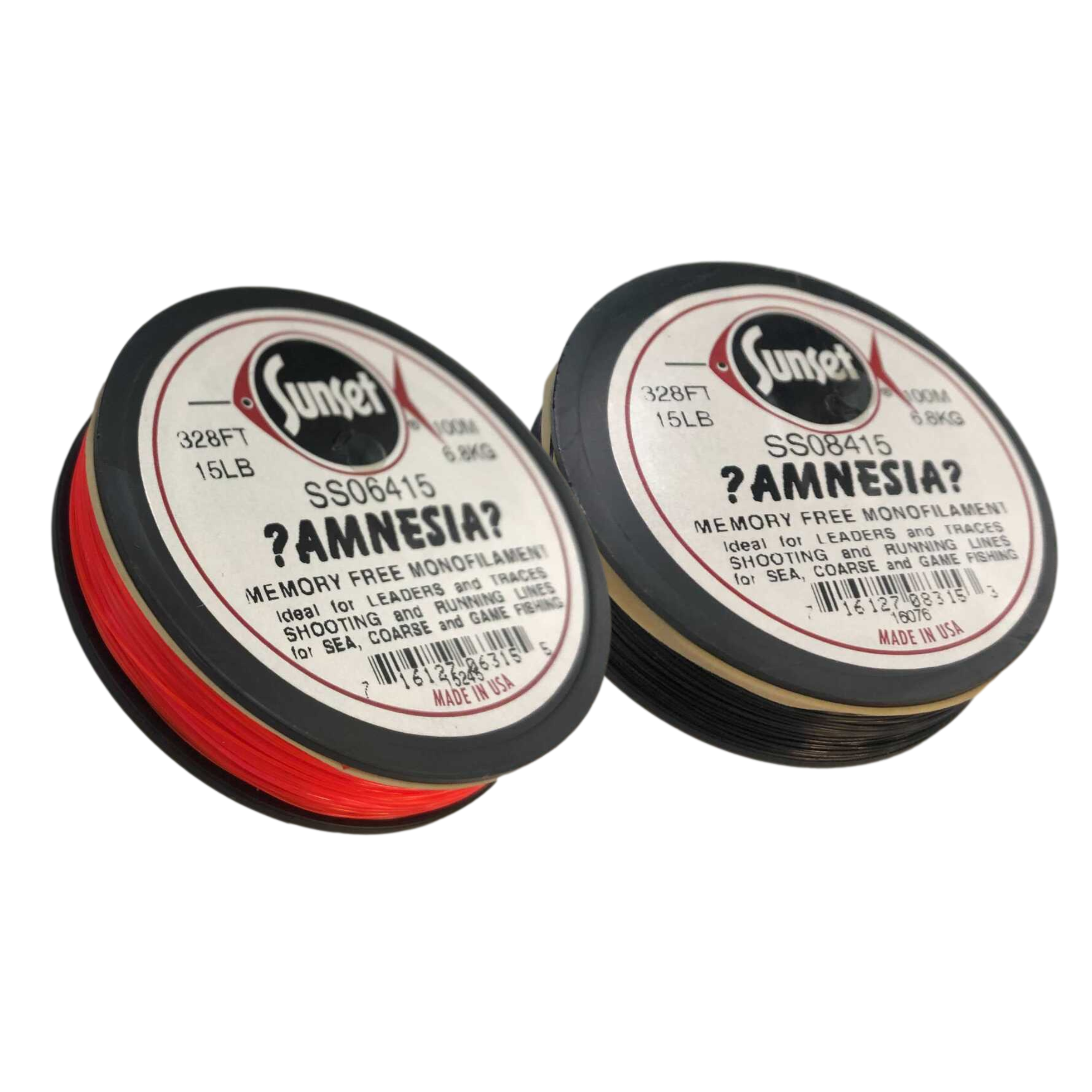 100 Meter Spool of Red Sunset Amnesia 13.6 kg Breaking Strain Memory Free  Fishing Line Monofilament made in the USA Stock Photo - Alamy