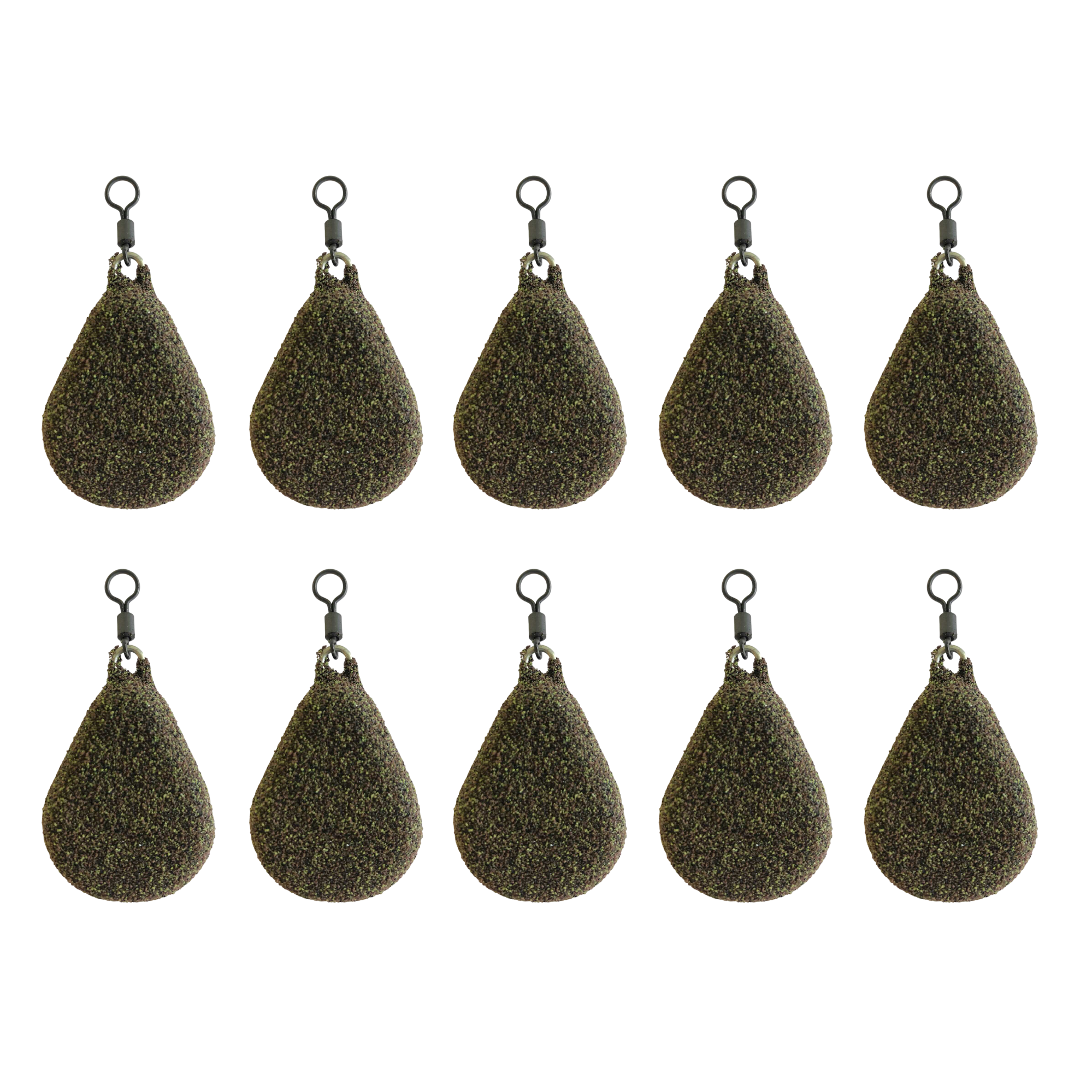 Carp Fishing Pear Leads 1.125 1.5 2 2.5oz with Swivel 10 Pack Weights Lead NGT 