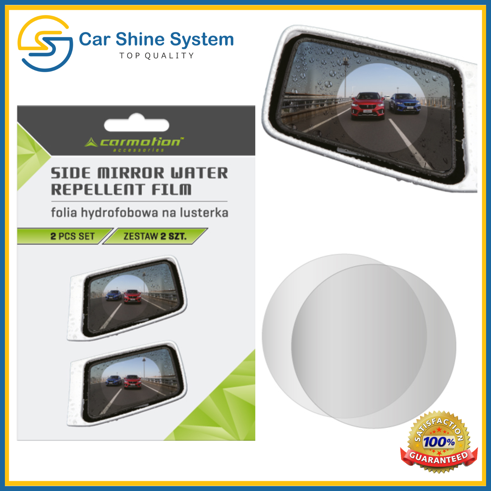 2pcs Rearview Wing Mirror Water Repellent Film Side Antifog Rain 100mm