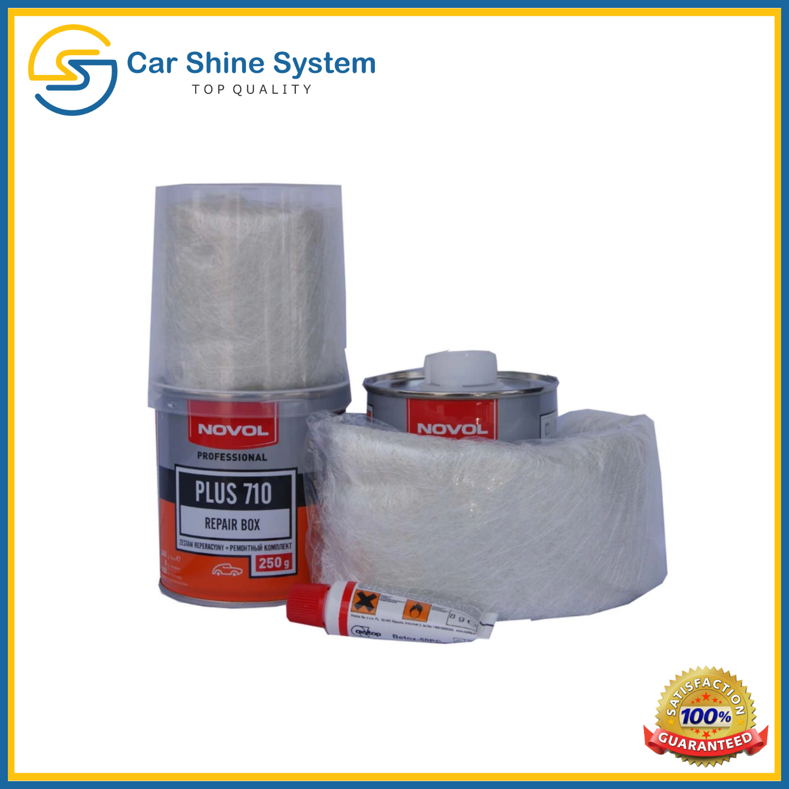 NOVOL FIBRE GLASS Polyester Resin Hardener Mat Repair Kit Box Set 250G