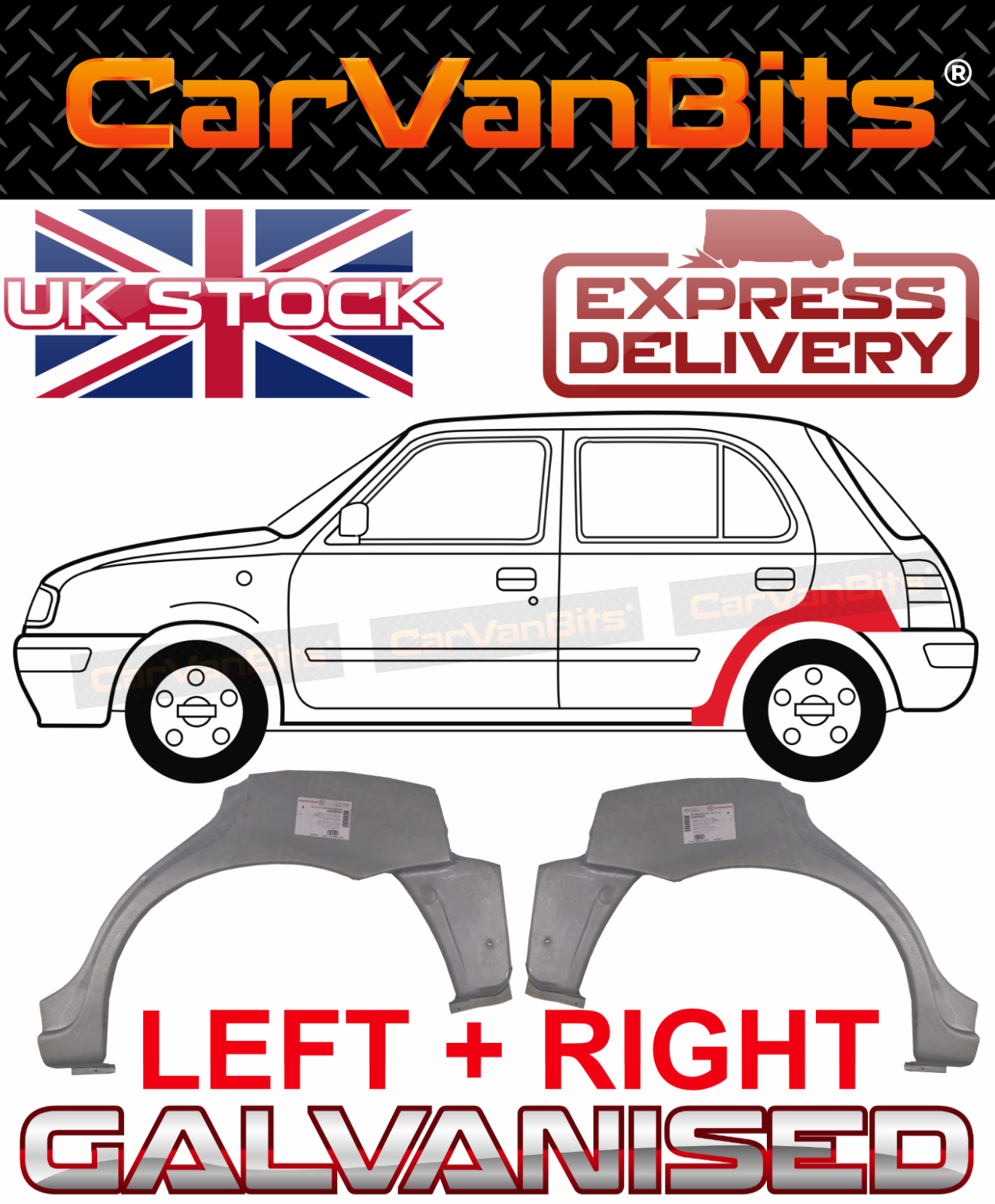 FOR NISSAN MICRA K11 5 DOOR 92-03 REAR WHEEL ARCH REPAIR BODY RUST PANEL PAIR