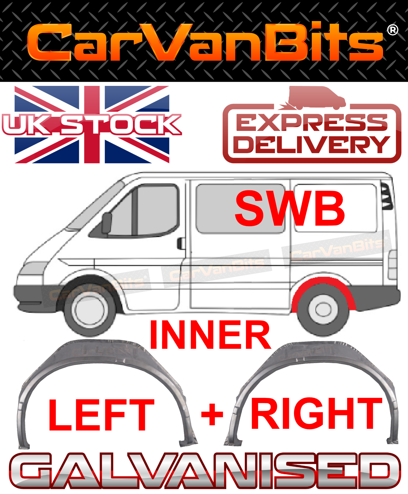 FOR FORD TRANSIT MK4 MK5 91-00 SWB REAR INNER WHEEL ARCH REPAIR BODY PANEL PAIR