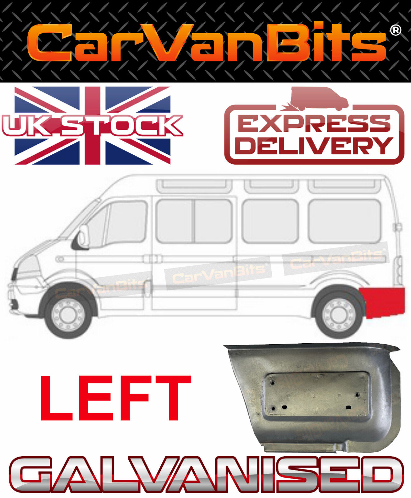 FOR MASTER VAUXHALL MOVANO INTERSTAR 98-10 BEHIND REAR WHEEL ARCH REPAIR PANEL L