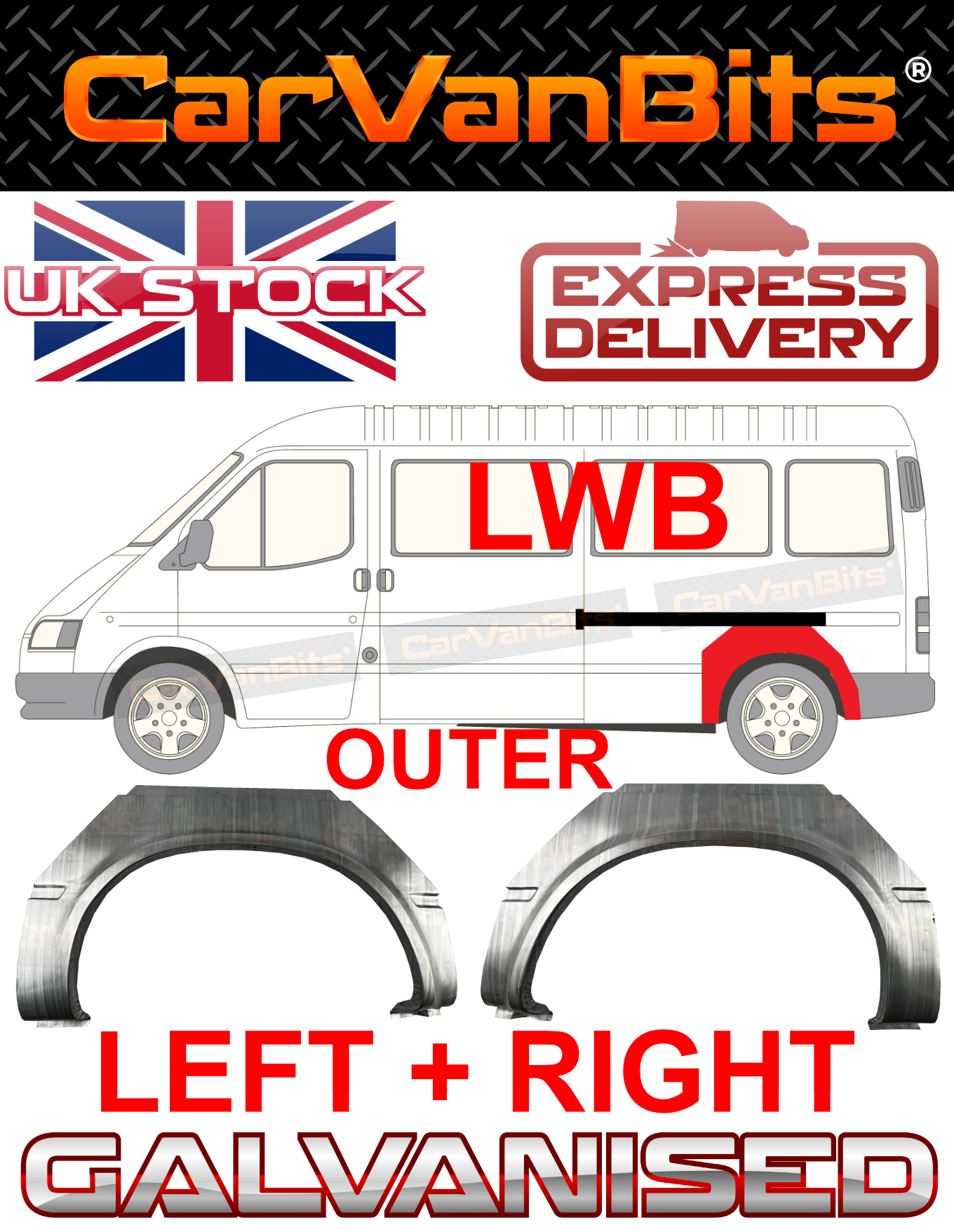 FOR FORD TRANSIT MK4 MK5 91-00 LWB REAR WHEEL ARCH REPAIR BODY PANEL SILL PAIR
