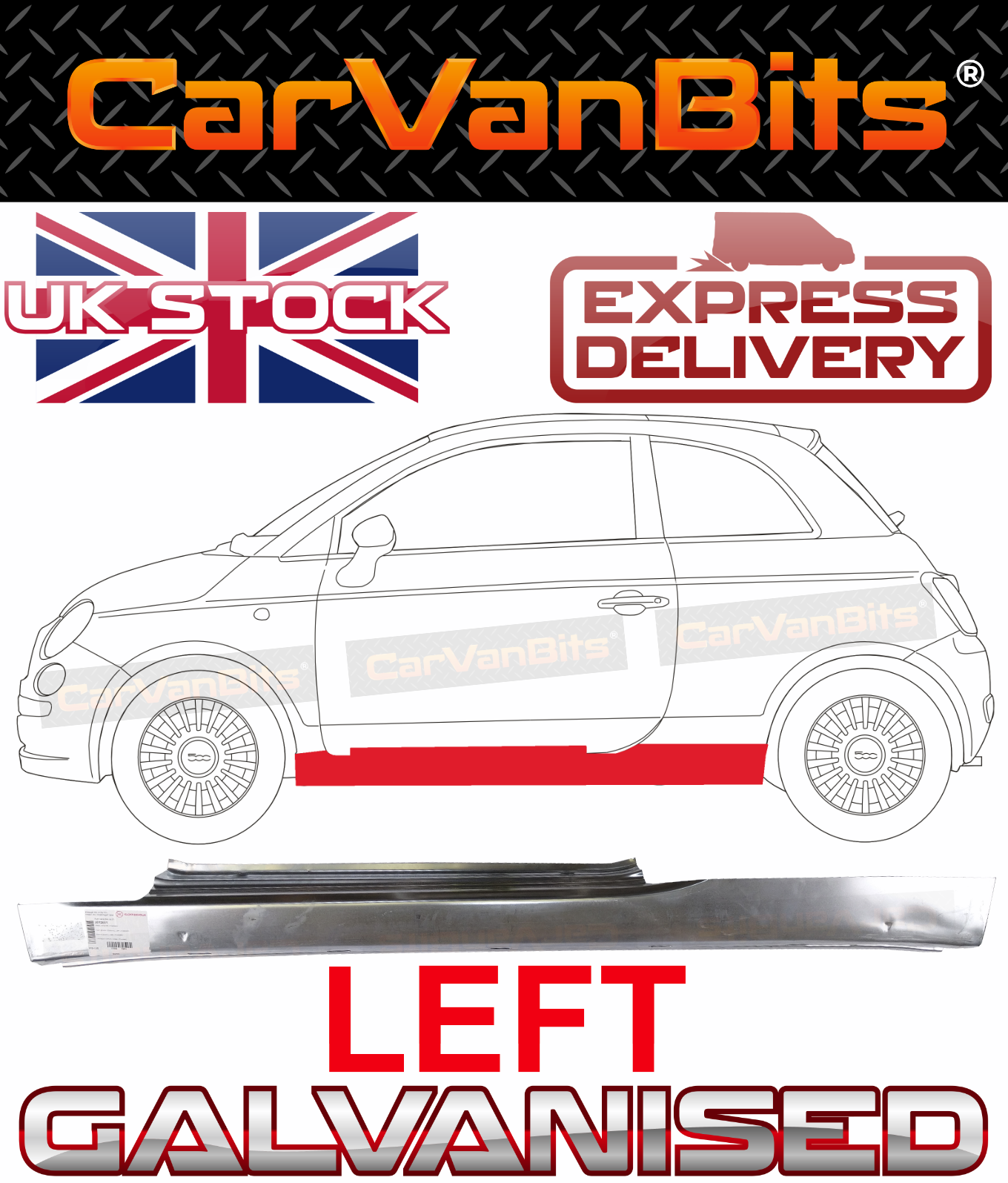 FOR FIAT 500 07- FULL SILL REPAIR BODY RUST OUTER PANEL LEFT