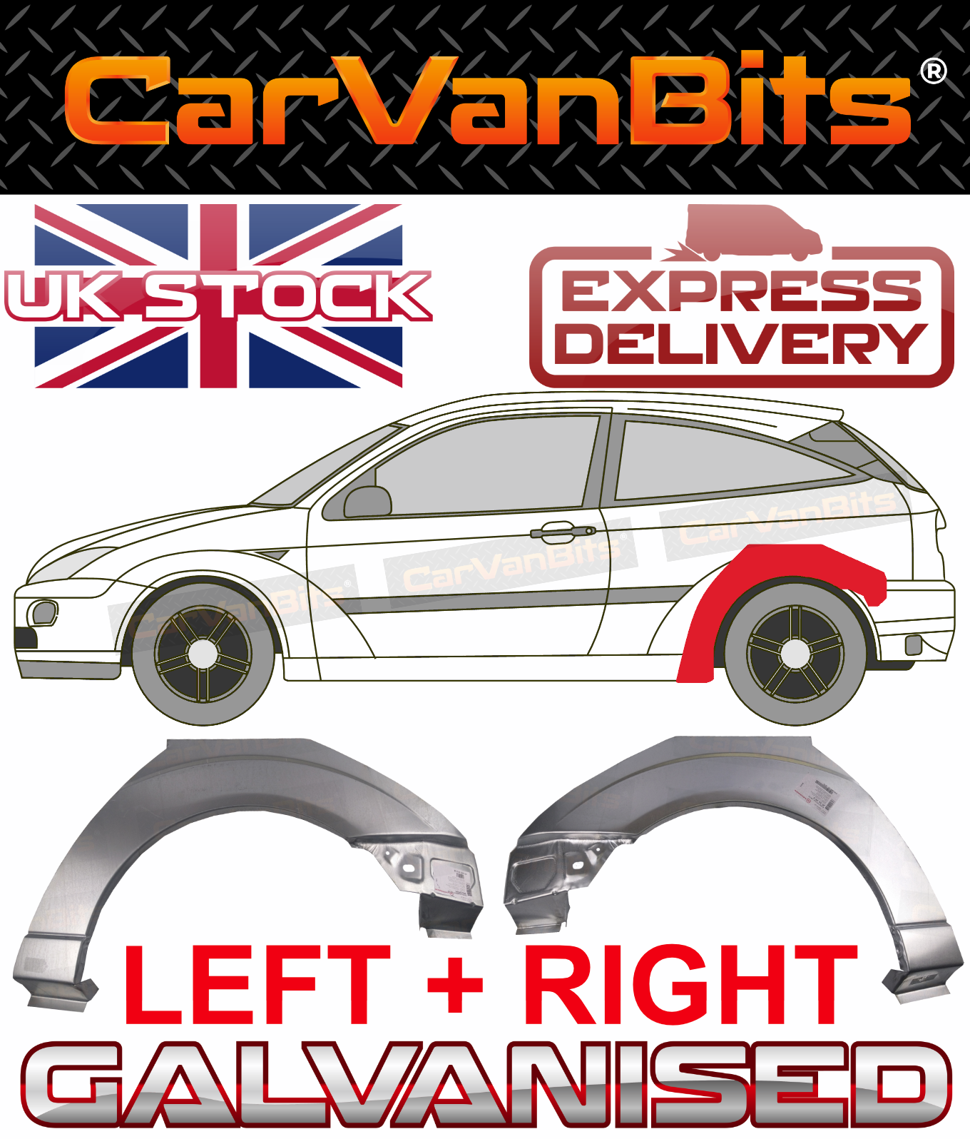 FOR FORD FOCUS MK1 98-07 3 DOOR REAR WHEEL ARCH REPAIR BODY RUST PANEL PAIR