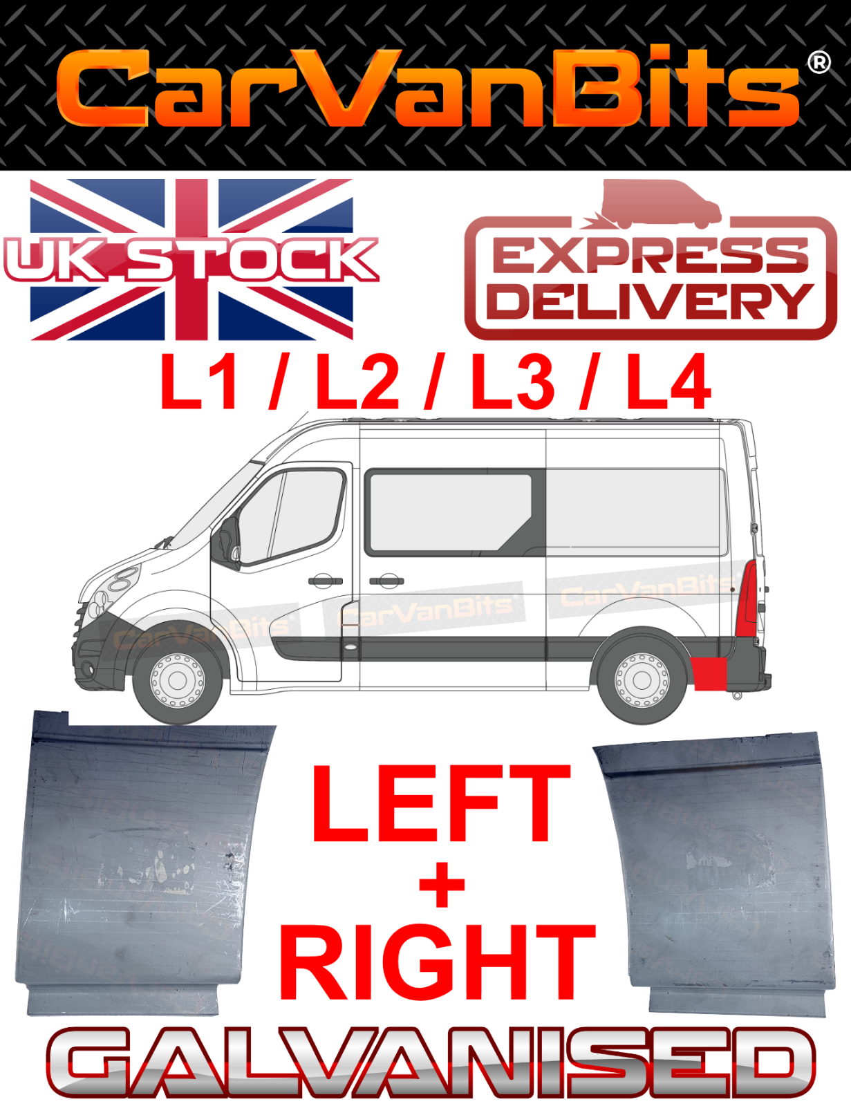 FOR RENAULT MASTER MOVANO NV400 10-24 REAR WHEEL ARCH SIDE BODY REPAIR PANEL X2