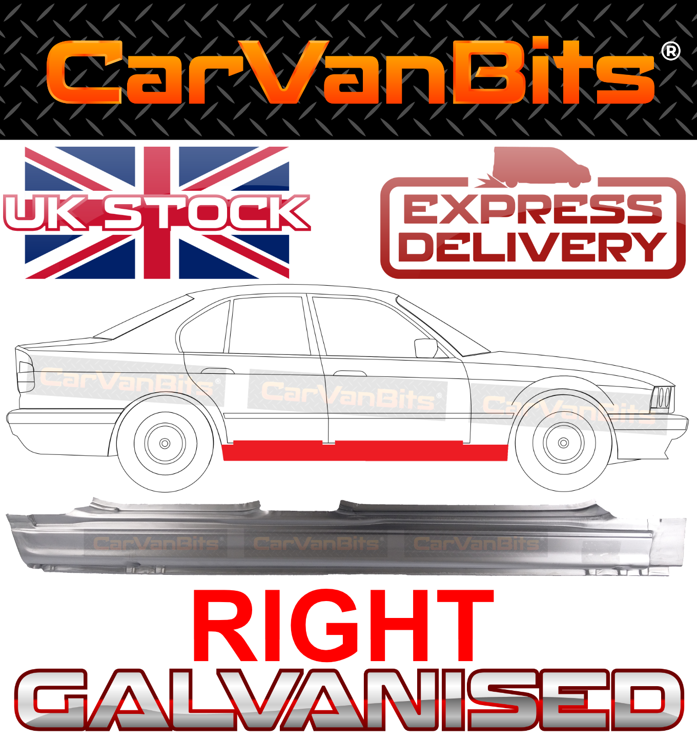 FOR BMW 5 E34 87-96 SALOON ESTATE FULL SILL REPAIR PANEL OUTER GALVANISED RIGHT