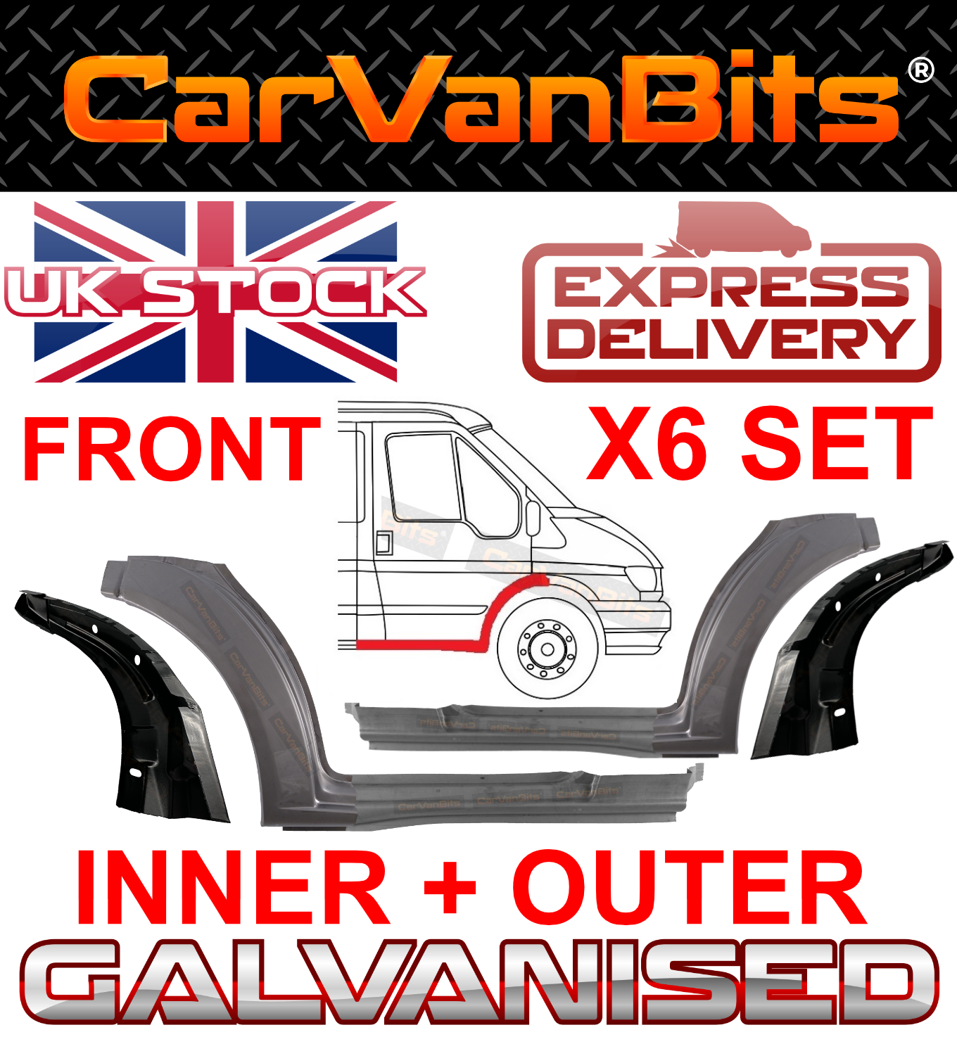 FOR FORD TRANSIT MK6 MK7 00-13 UNDER FRONT DOOR WHEEL ARCH SILL REPAIR PANEL SET