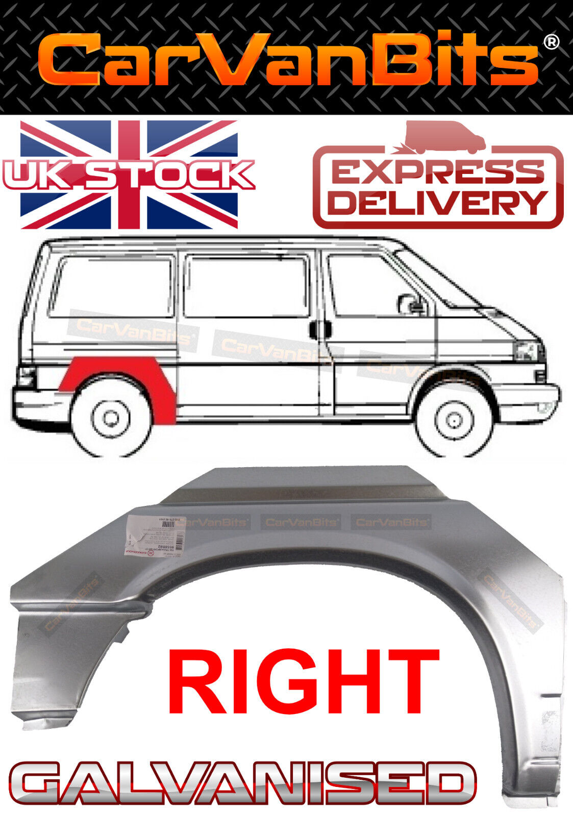 FOR VW TRANSPORTER T4 SWB 90-03 REAR WHEEL ARCH WING FENDER REPAIR PANEL RIGHT 