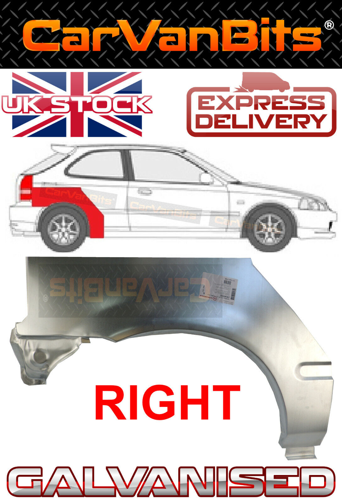 FOR HONDA CIVIC 95-01 3 DOOR REAR WHEEL ARCH REPAIR BODY RUST PANEL WING FENDER 