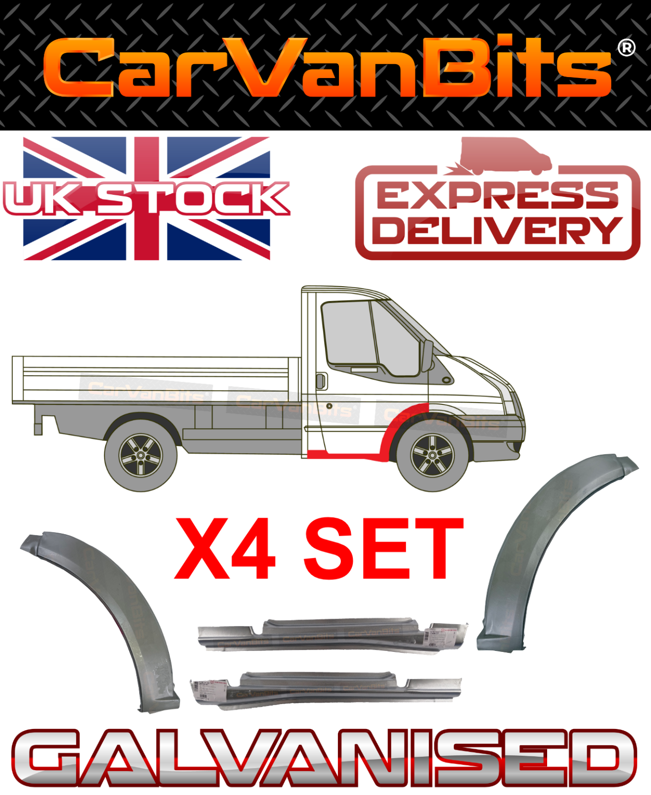 FOR FORD TRANSIT MK6 MK7 SINGLE CAB FRONT DOOR WHEEL ARCH SILL REPAIR PANEL X4