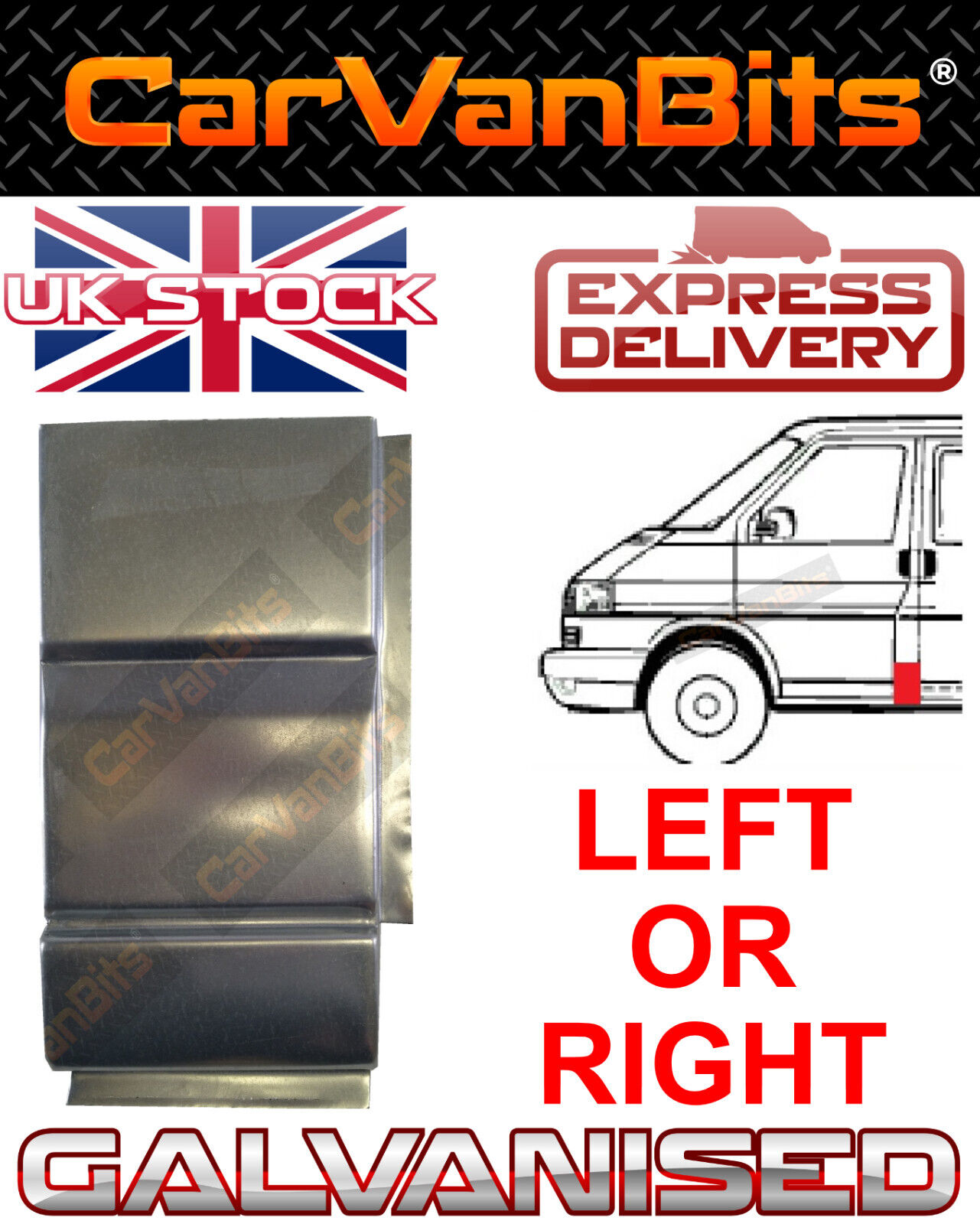 FOR VW TRANSPORTER T4 90-03 B POST PILLAR SIDE REPAIR PLATING LOWER BODY PANEL