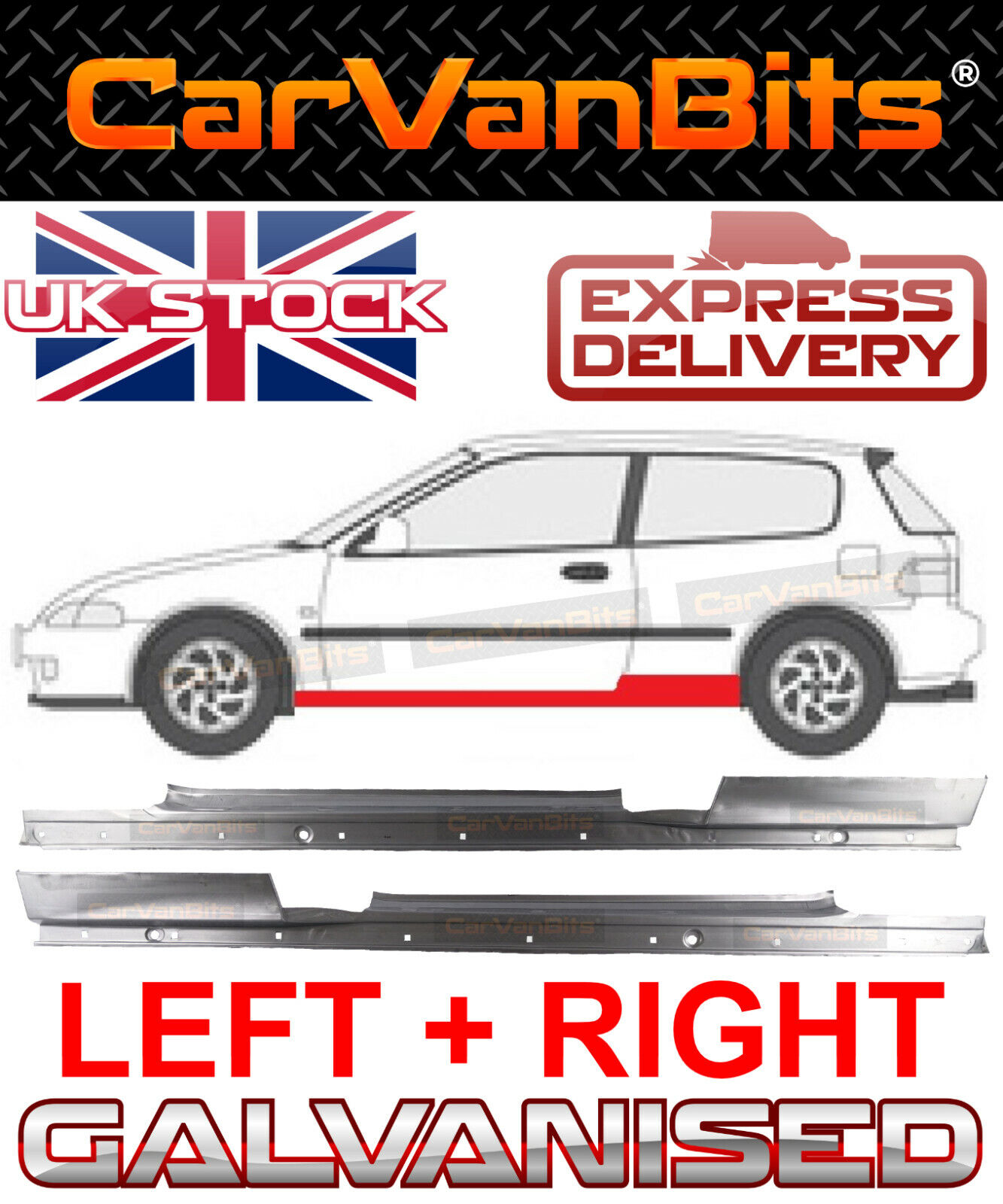 FOR HONDA CIVIC EG / EJ 3 DOOR 91-95 SILL REPAIR BODY RUST OUTER PANEL SILL PAIR