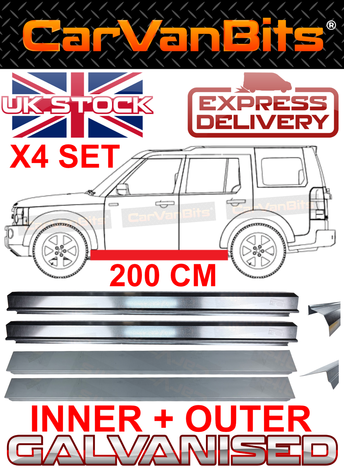 FOR LAND ROVER DISCOVERY TAA 3 2004-2009 SILL REPAIR BODY INNER OUTER PANEL X4