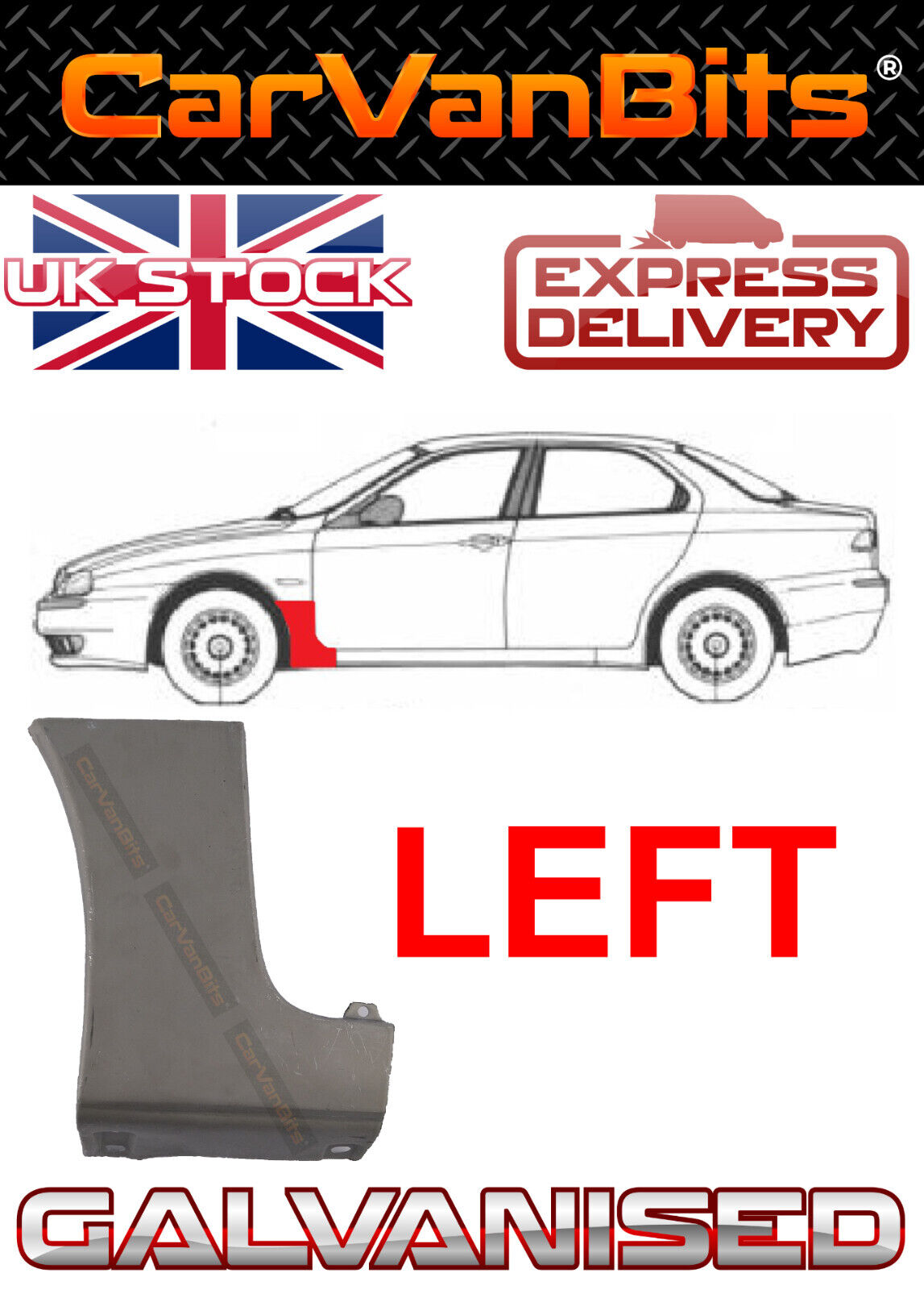 FOR ALFA ROMEO 156 97-05 FRONT WING FENDER REPAIR PANEL LOWER LEFT GALVANISED 