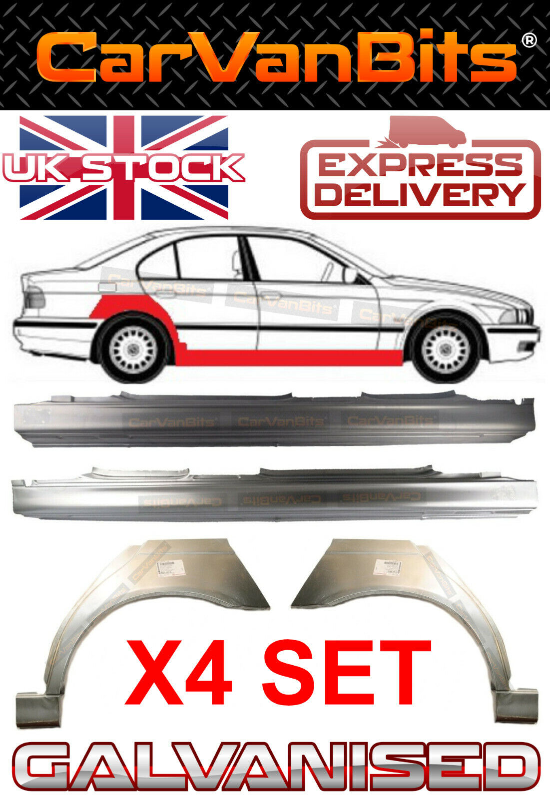FOR BMW 5 E39 96-04 SALOON ESTATE REAR WHEEL ARCH FULL SILL REPAIR RUST PANEL X4 FOR BMW 5 E39 96-04 SALOON ESTATE REAR WHEEL ARCH FULL SILL REPAIR RUST PANEL X4