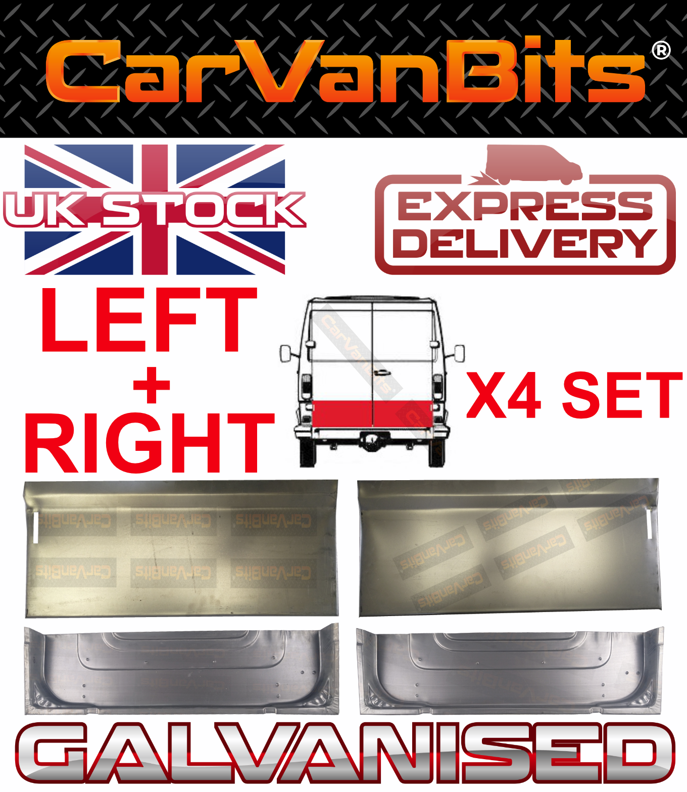 FOR MERCEDES T1 207-410 77-96 REAR DOOR INNER OUTER BODY SILL REPAIR PANEL X4SET