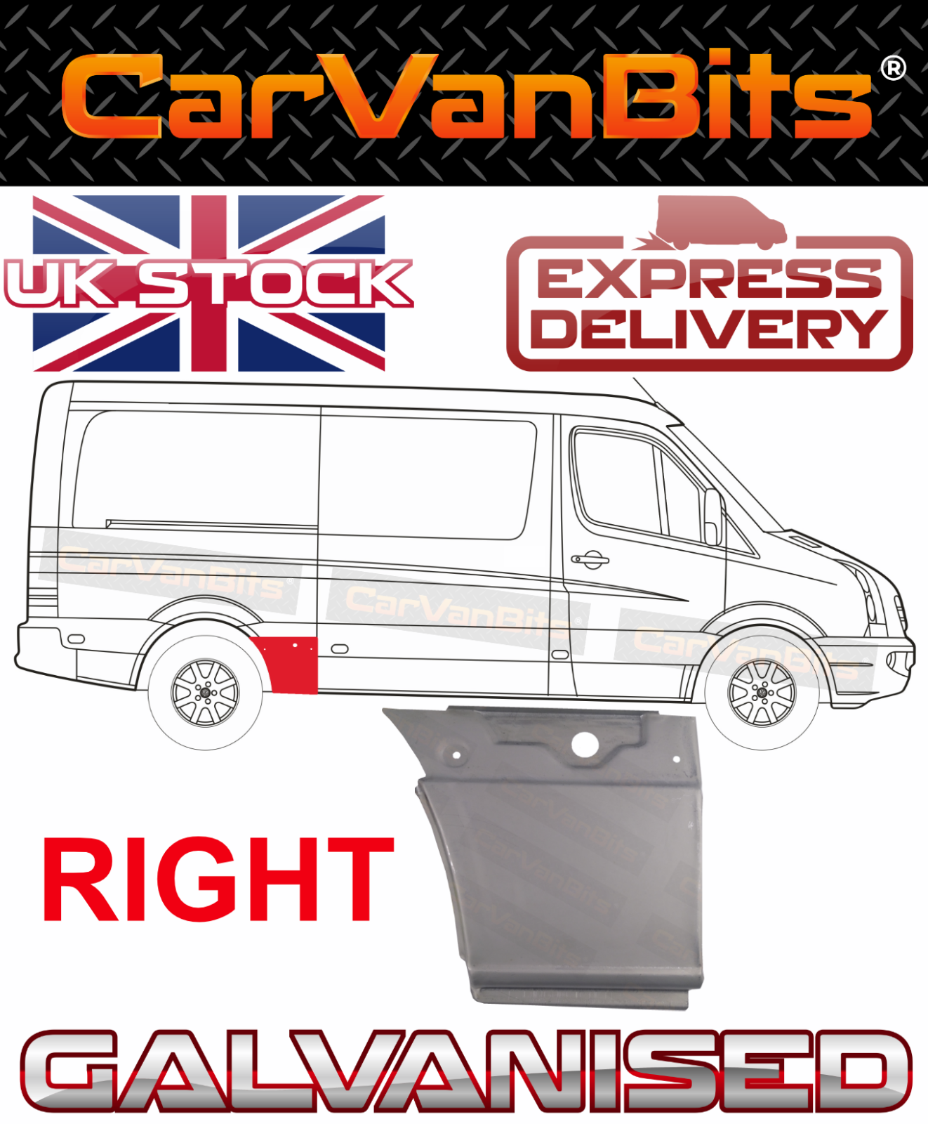 MERCEDES SPRINTER VW CRAFTER MWB 2E MK1 IN FRONT REAR WHEEL ARCH REPAIR PANEL