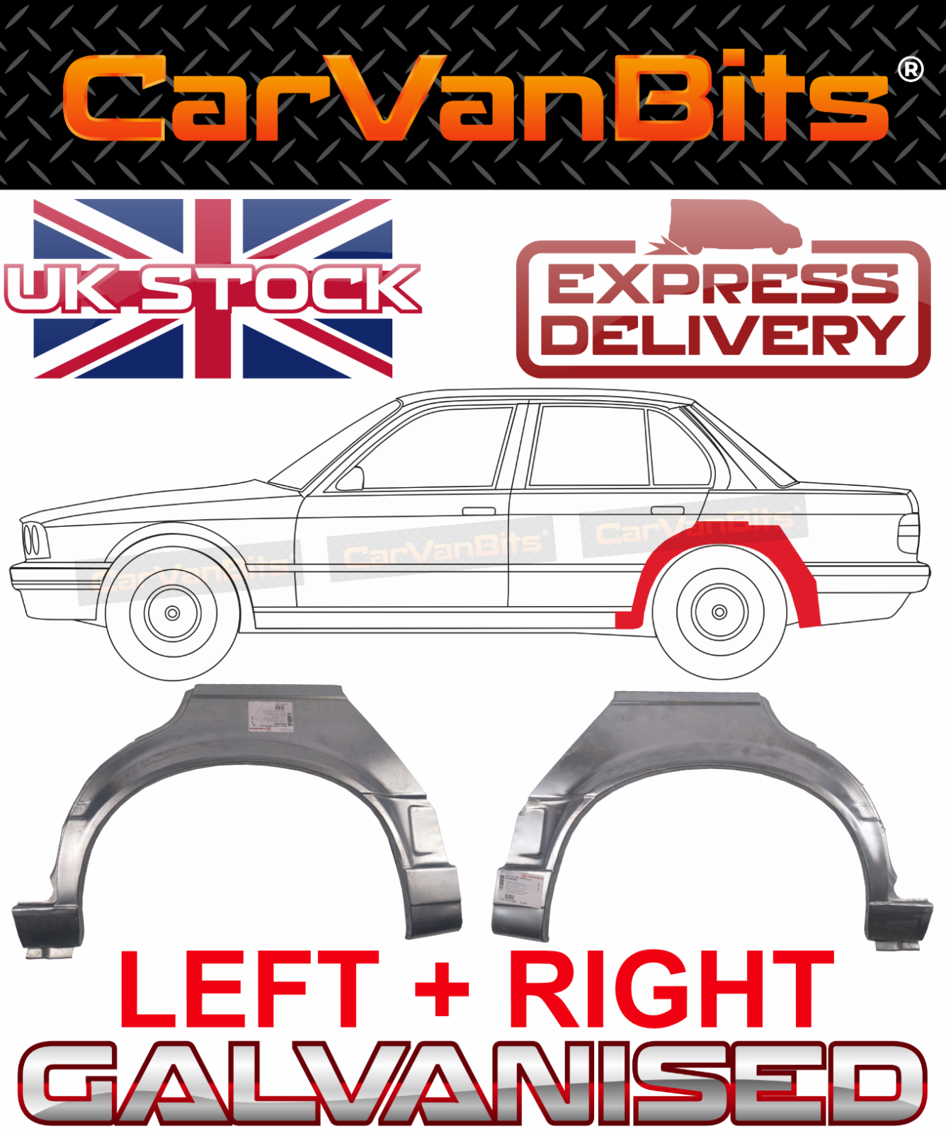 FOR BMW 3 E30 4 DOOR 87-94 REAR WHEEL ARCH REPAIR BODY RUST WING PANEL PAIR