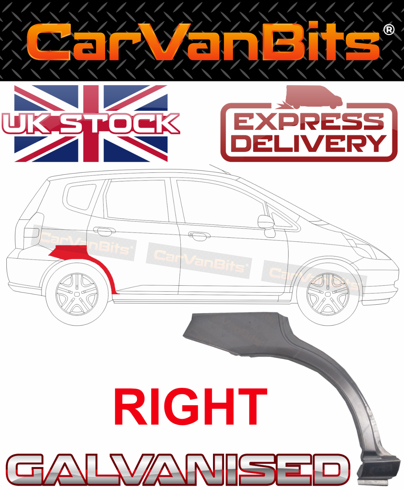 FOR HONDA JAZZ /  FIT 4D 02-08 GD REAR WHEEL ARCH WING REPAIR BODY PANEL RIGHT