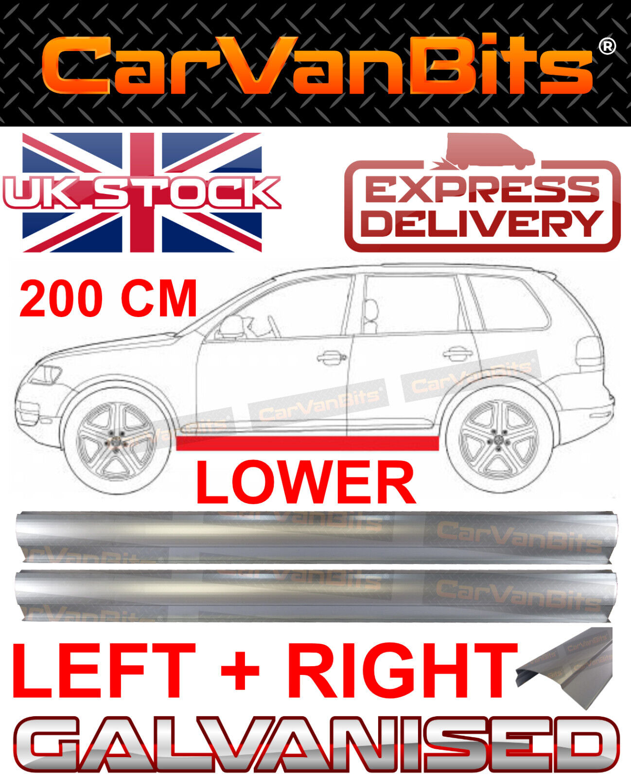 FOR VW TOUAREG 02-10 7L 7L2 SILL REPAIR BODY RUST OUTER LOWER PANEL 200CM PAIR