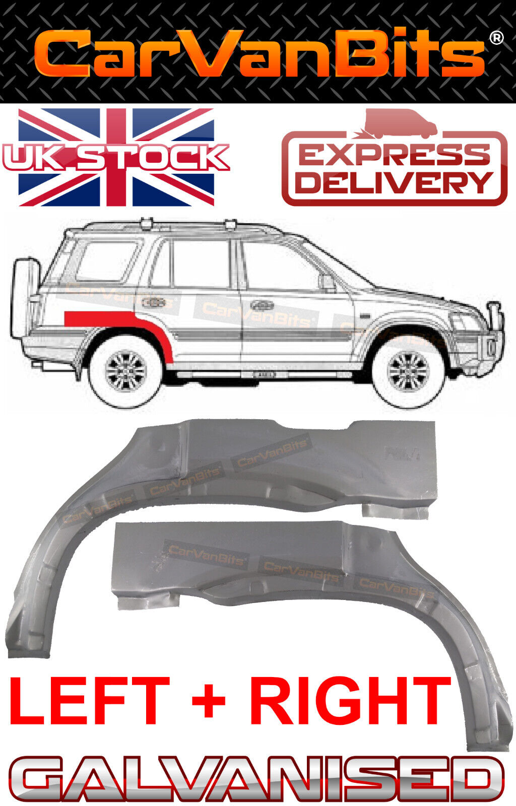 FOR HONDA CRV 95-01 REAR WHEEL ARCH WING FENDER REPAIR PANEL PAIR GALVANIZED